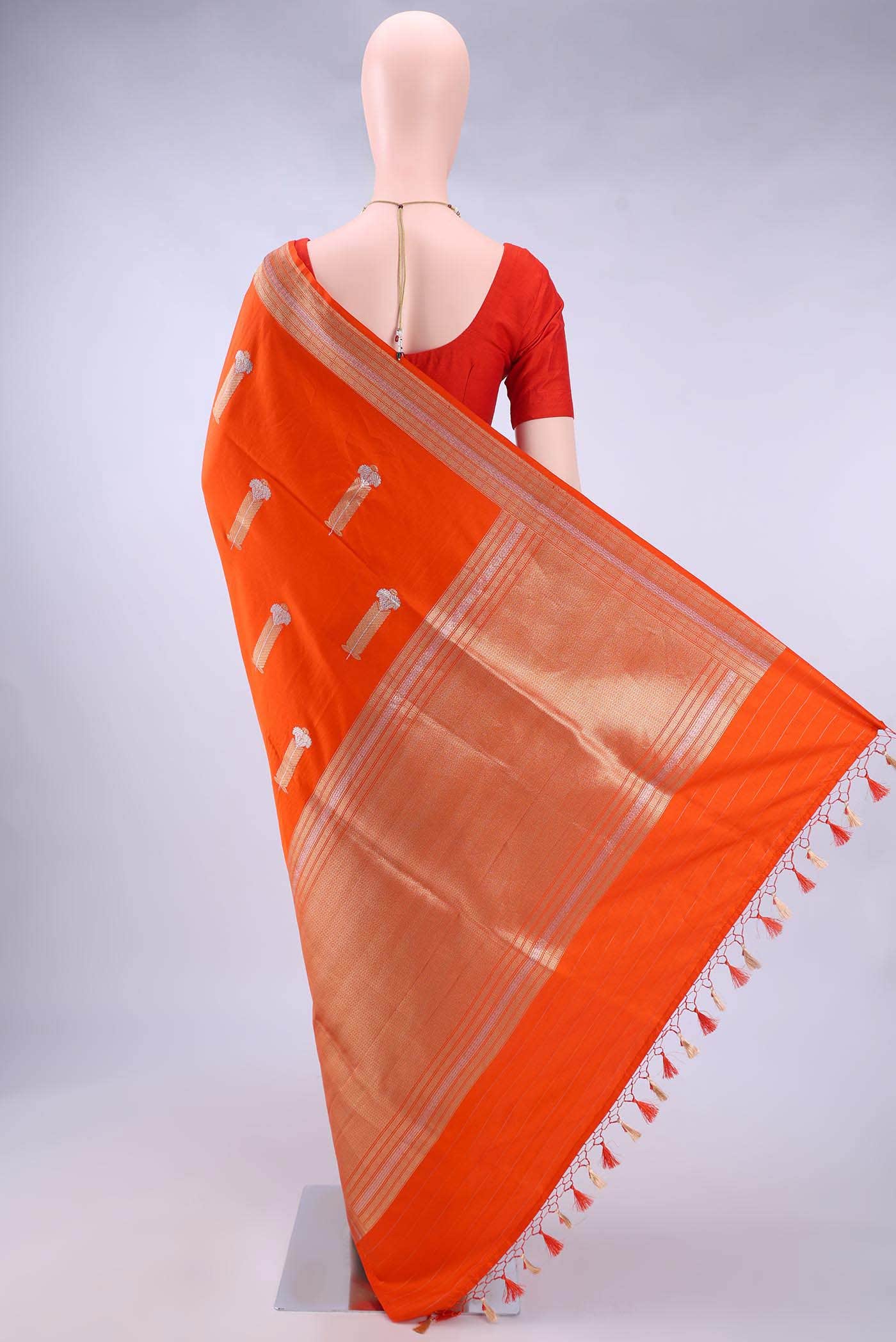 Orange Banarasi Silk Saree