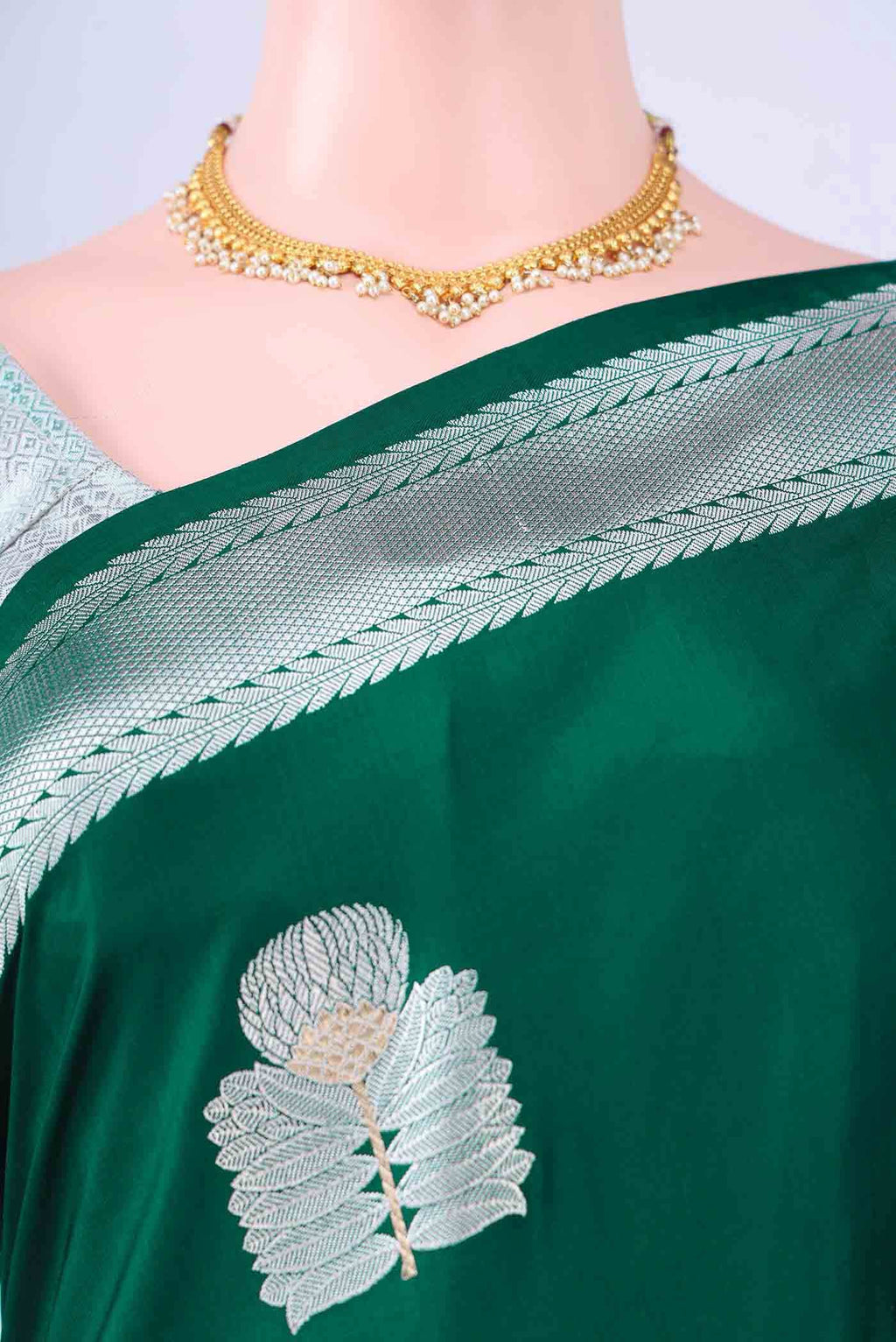 Bottle Green Banarasi Silk Saree