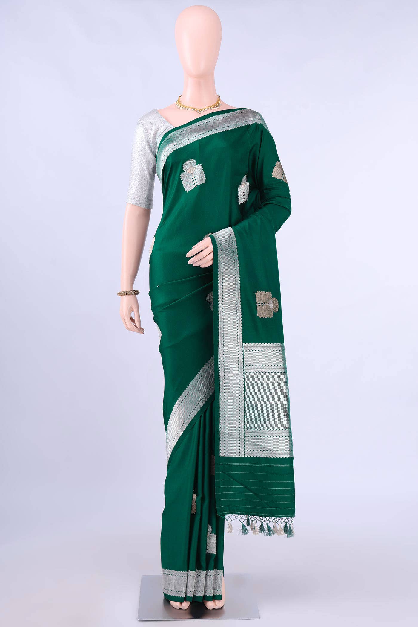 Bottle Green Banarasi Silk Saree