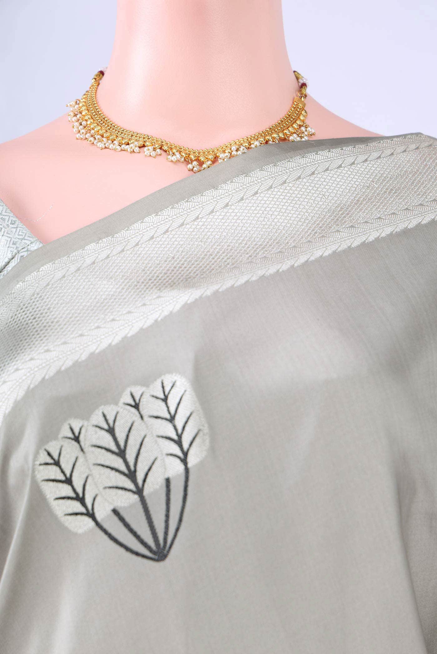 Davys Grey Banarasi Silk Saree