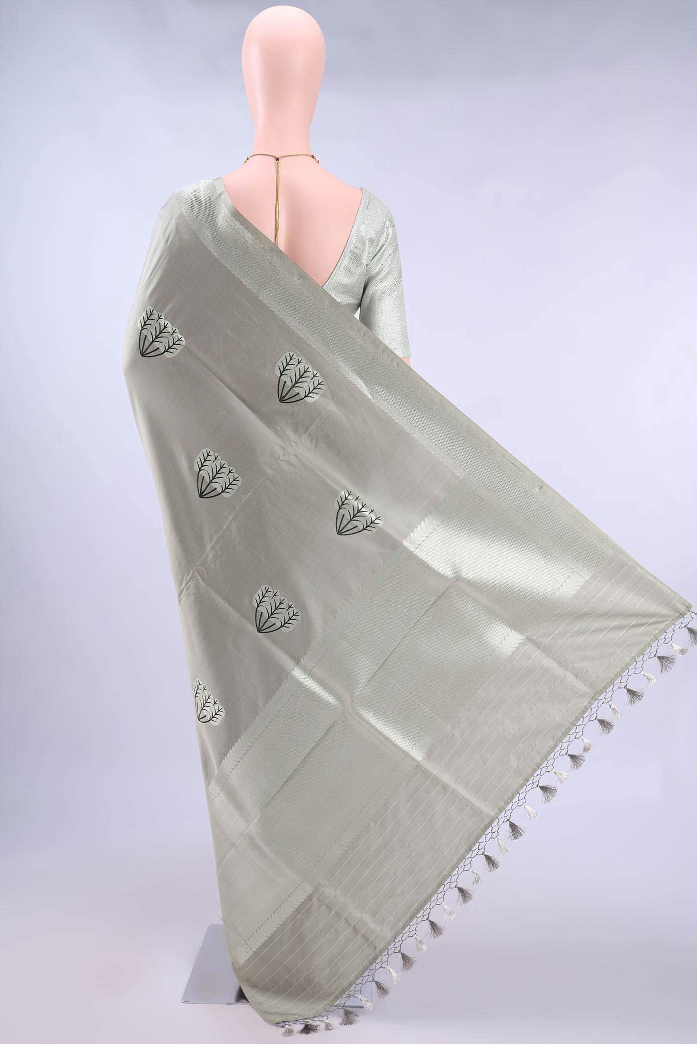 Davys Grey Banarasi Silk Saree