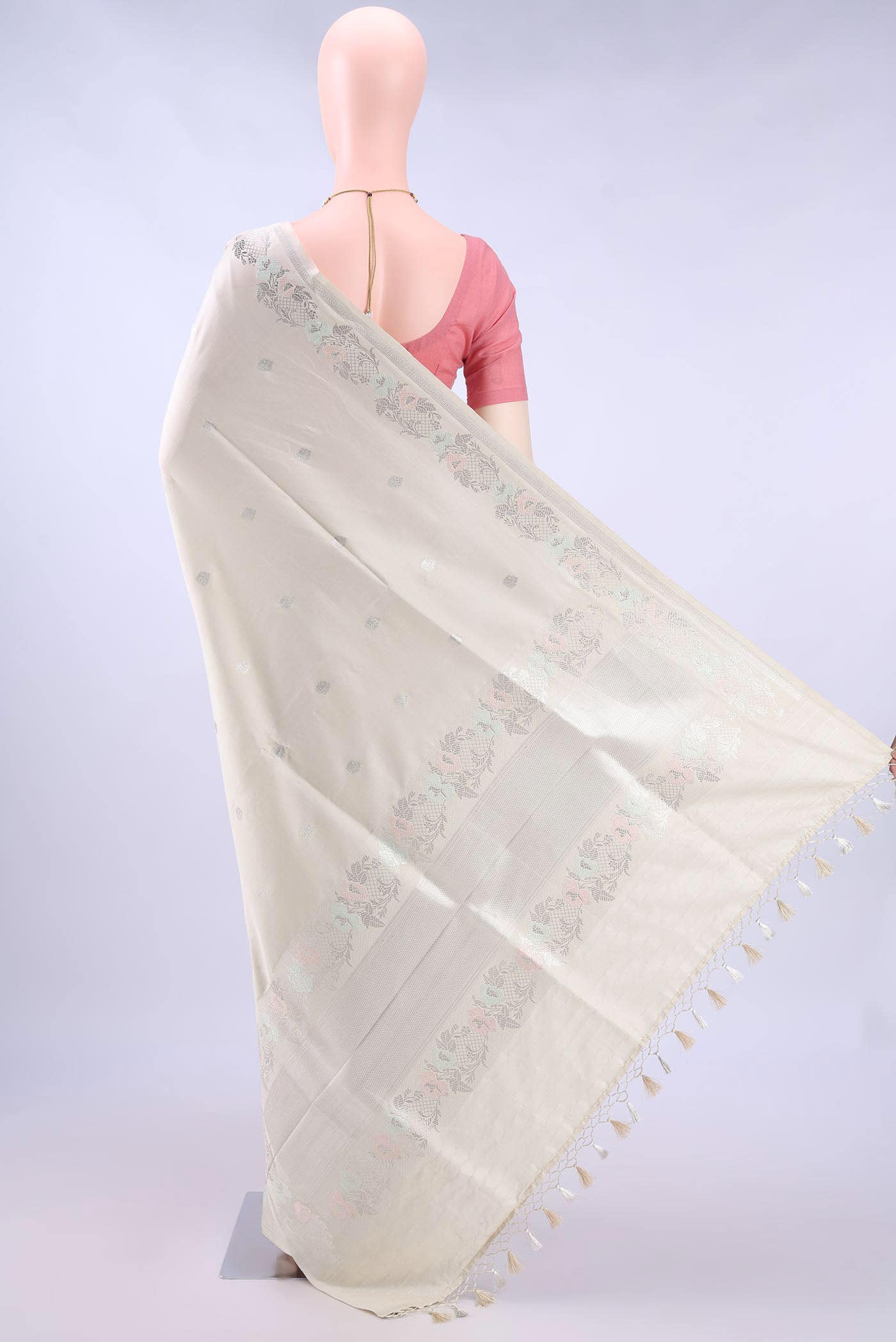 Beige Banarasi Silk Saree