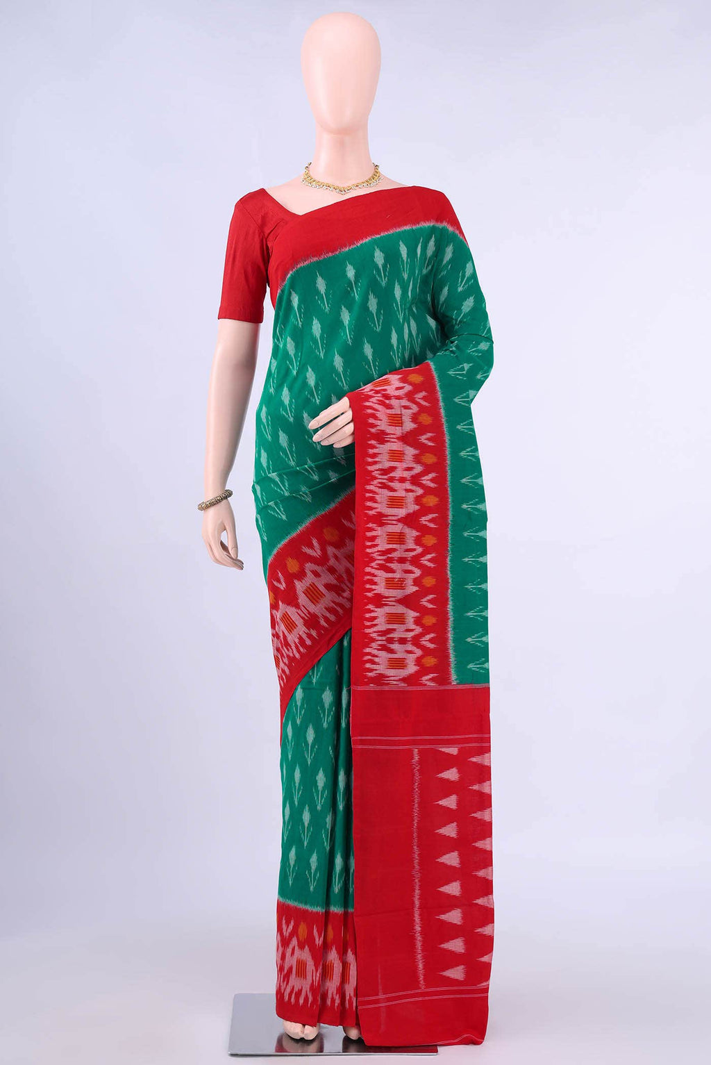 Sea Green Pochampally Cotton Saree
