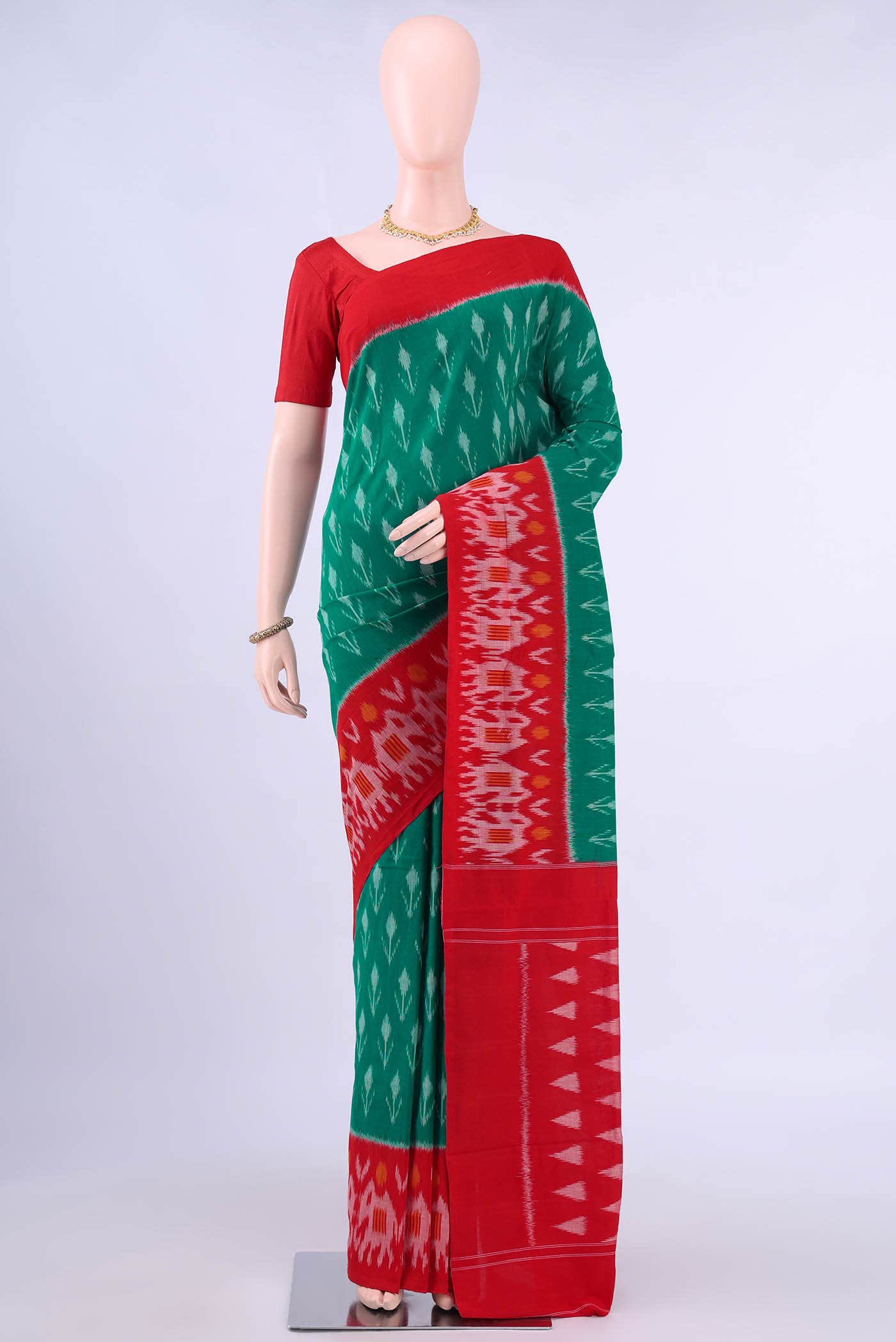 Sea Green Pochampally Cotton Saree
