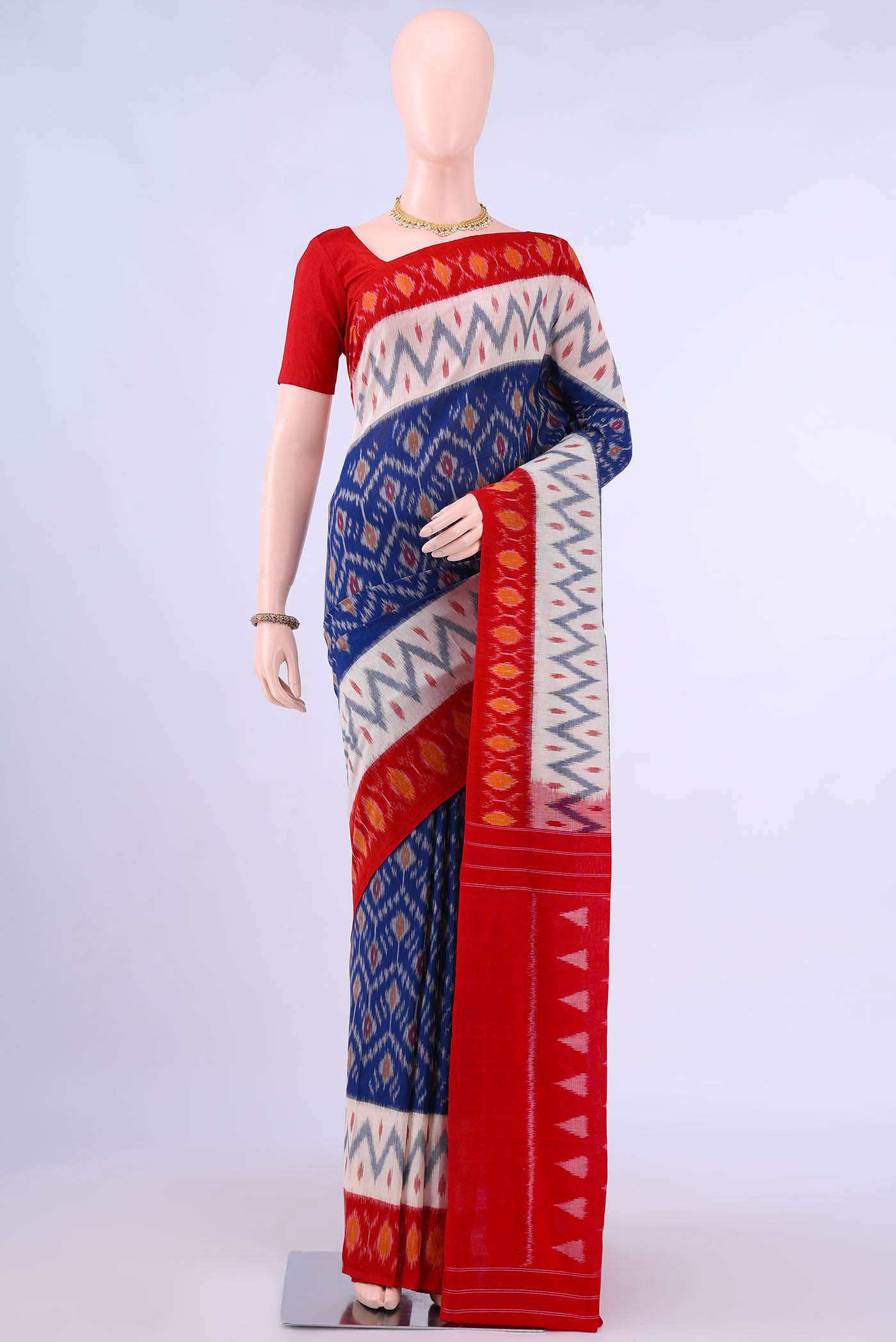 Blue Pochampally Cotton Saree