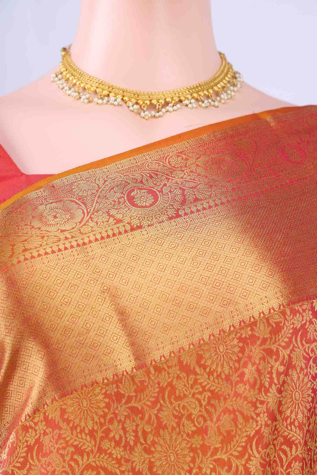 Pinkish Yellow Bangalore Silk Saree