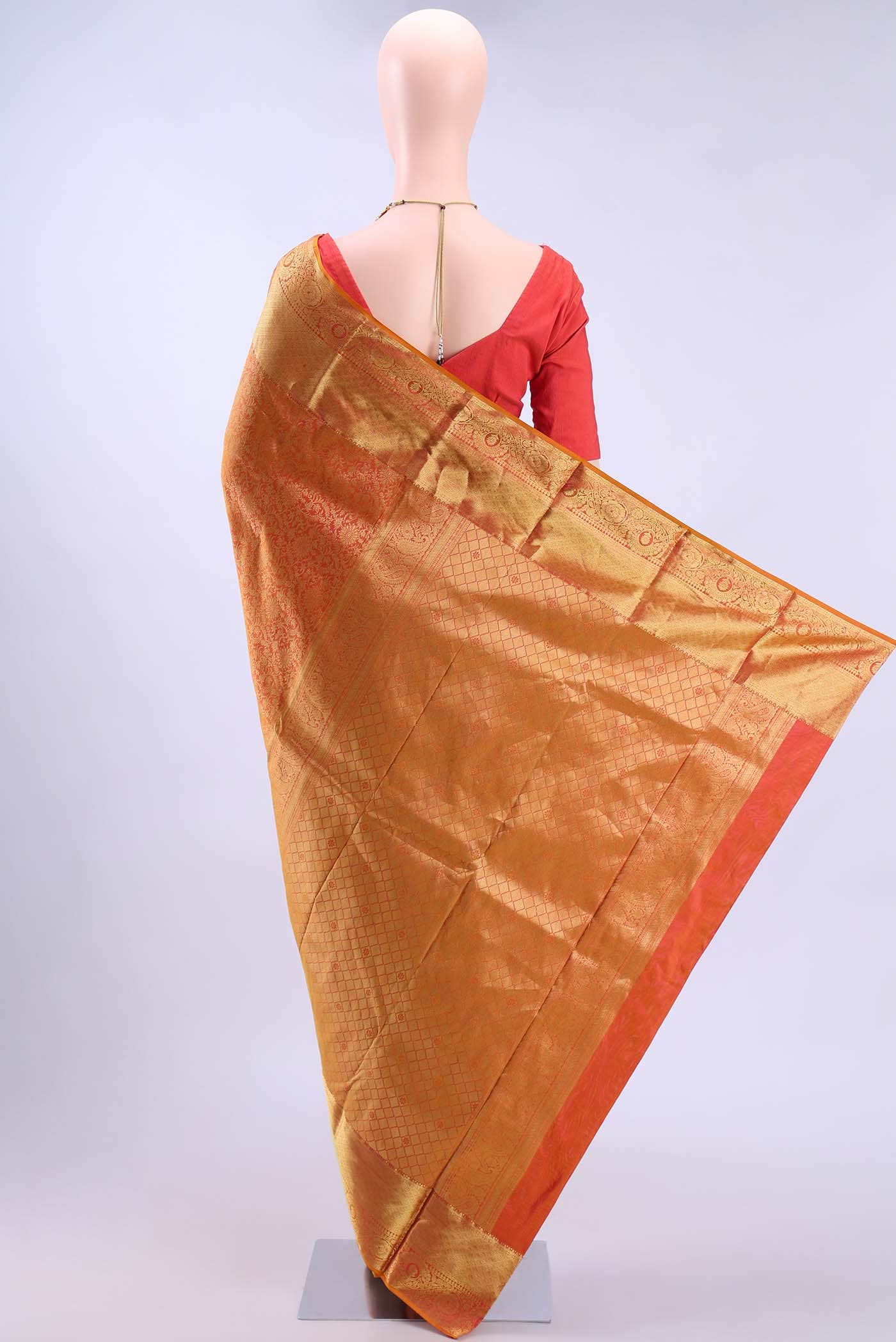 Pinkish Yellow Bangalore Silk Saree