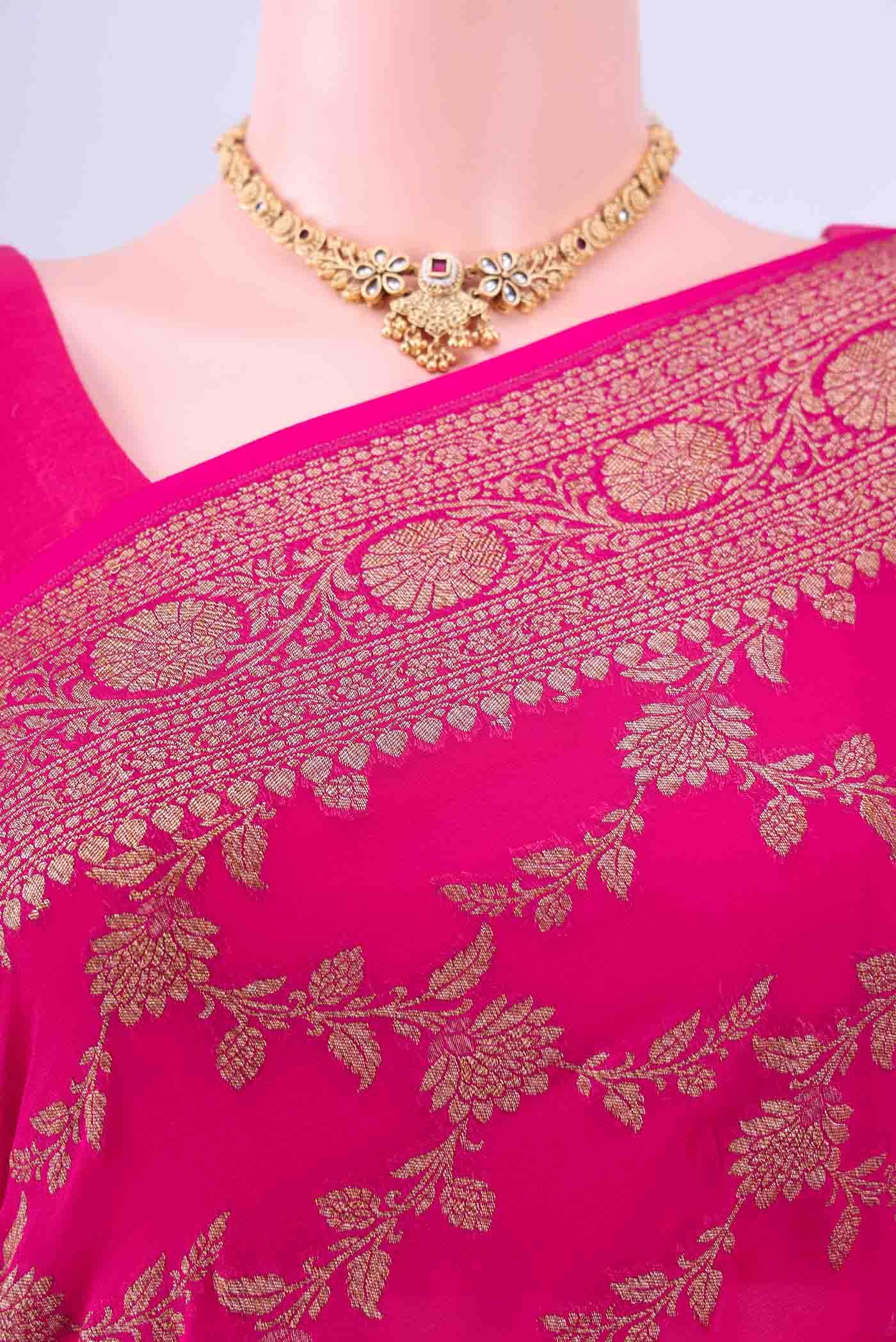 Rani Pink Banarasi Georgette Saree