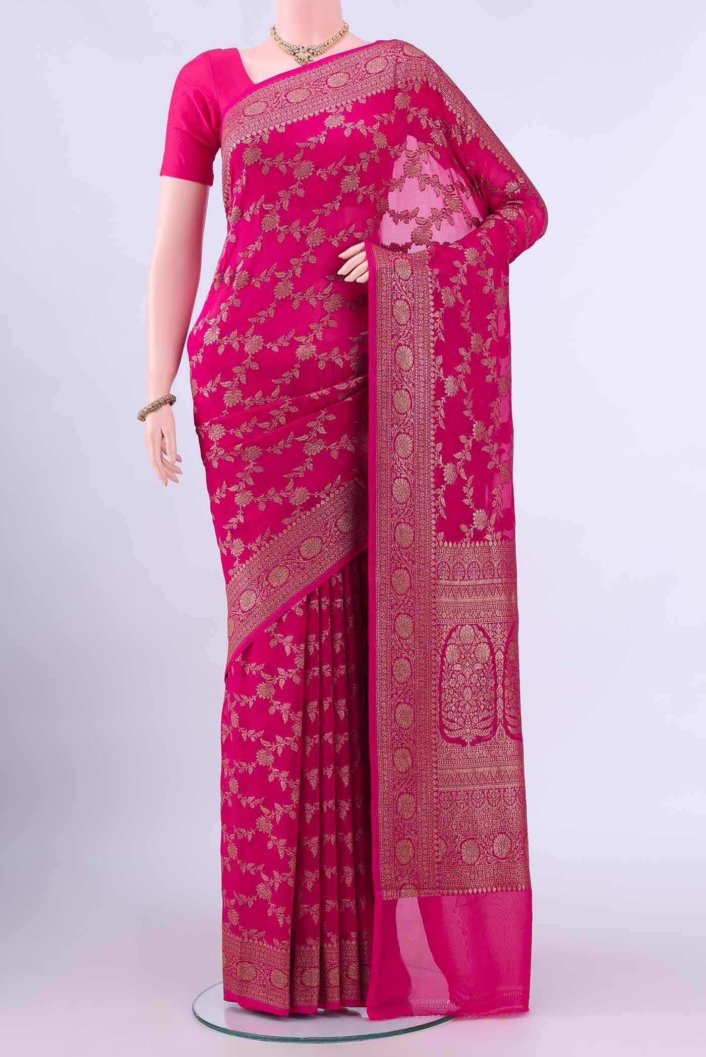 Rani Pink Banarasi Georgette Saree