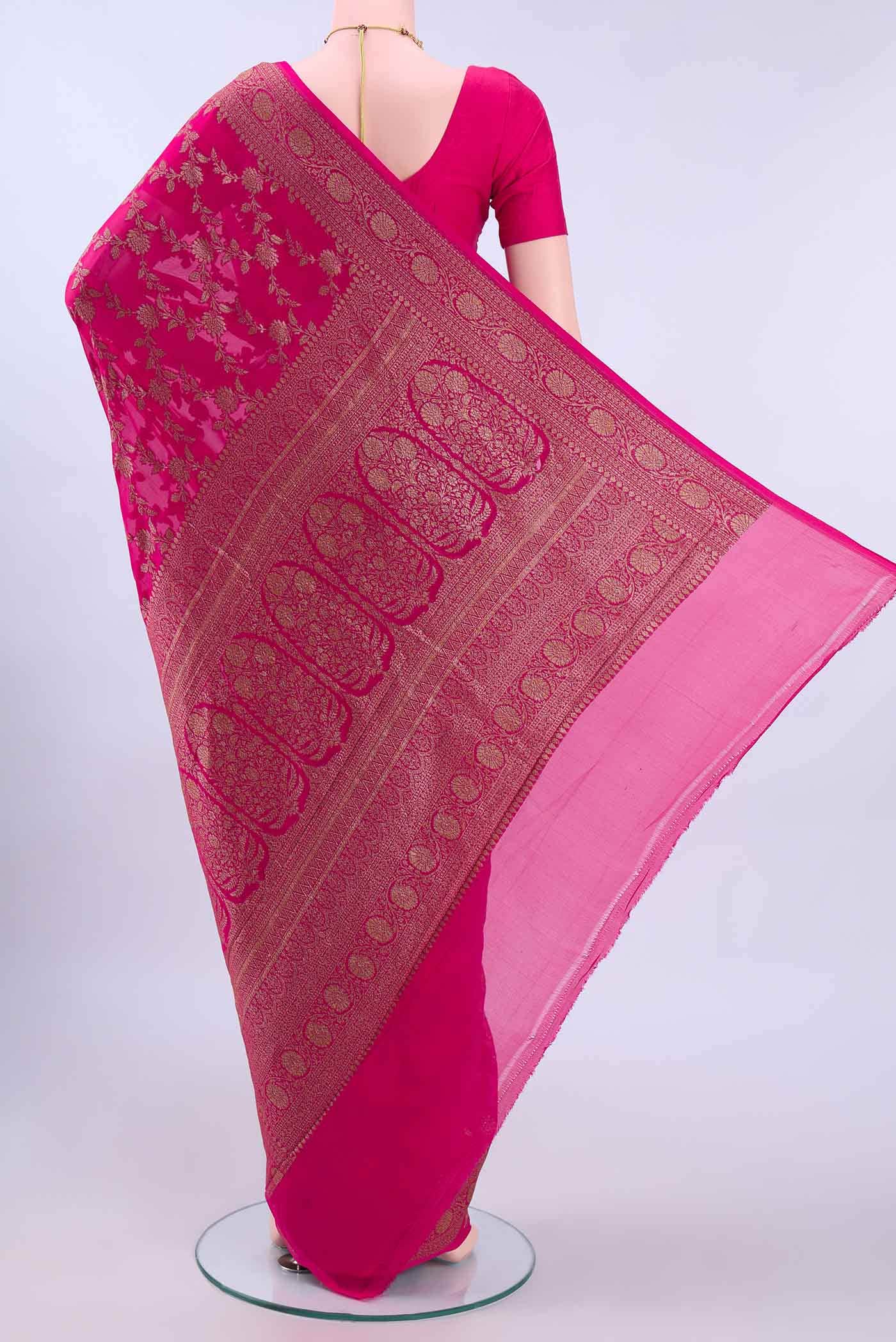 Rani Pink Banarasi Georgette Saree