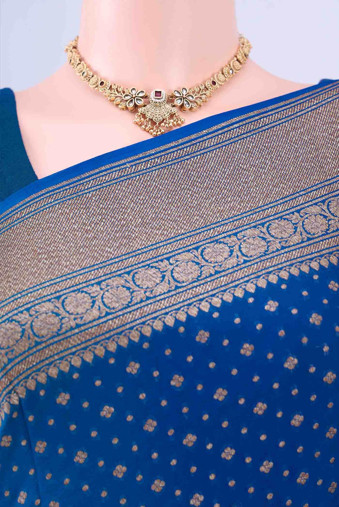Royal Blue Banarasi Georgette Saree
