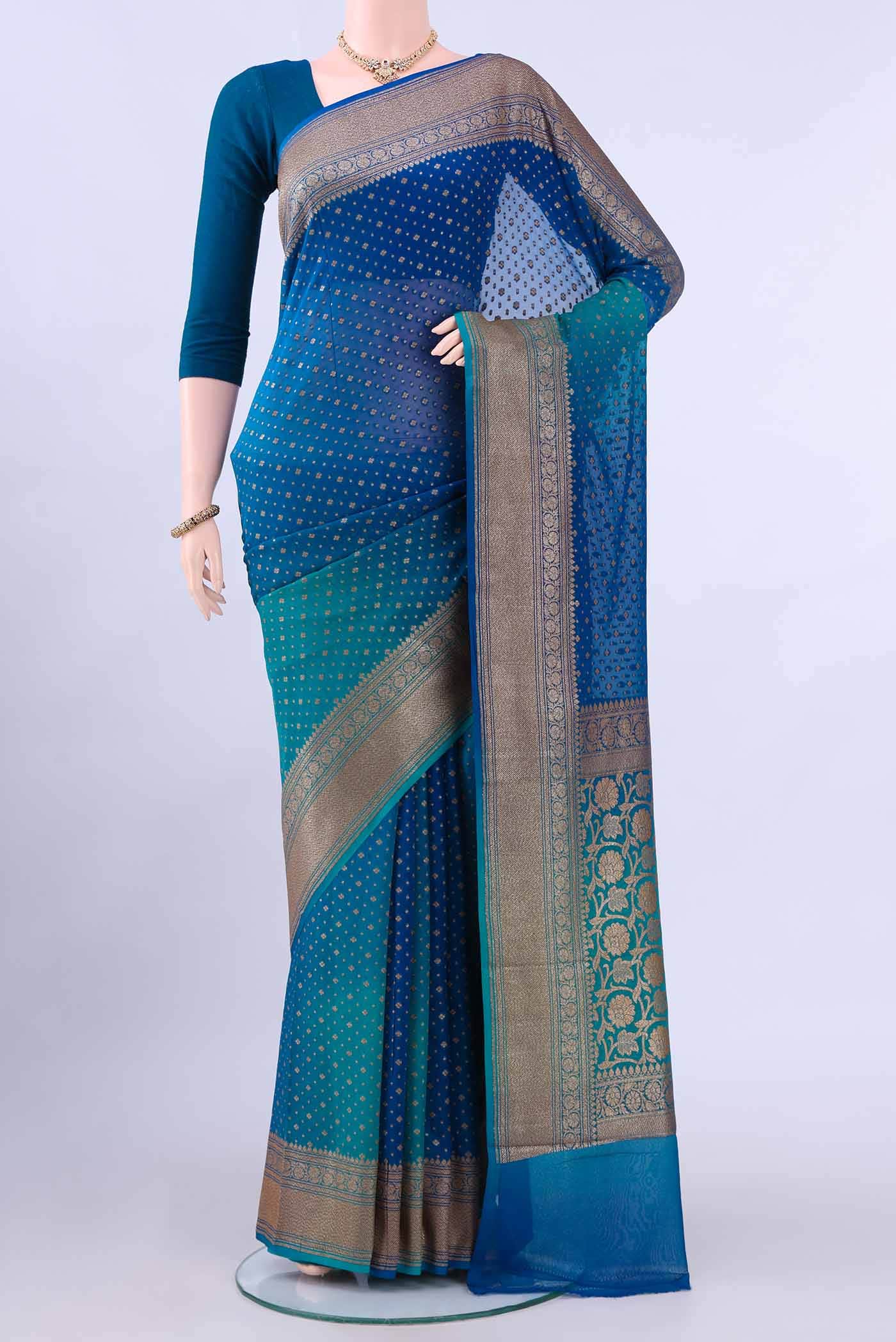 Royal Blue Banarasi Georgette Saree