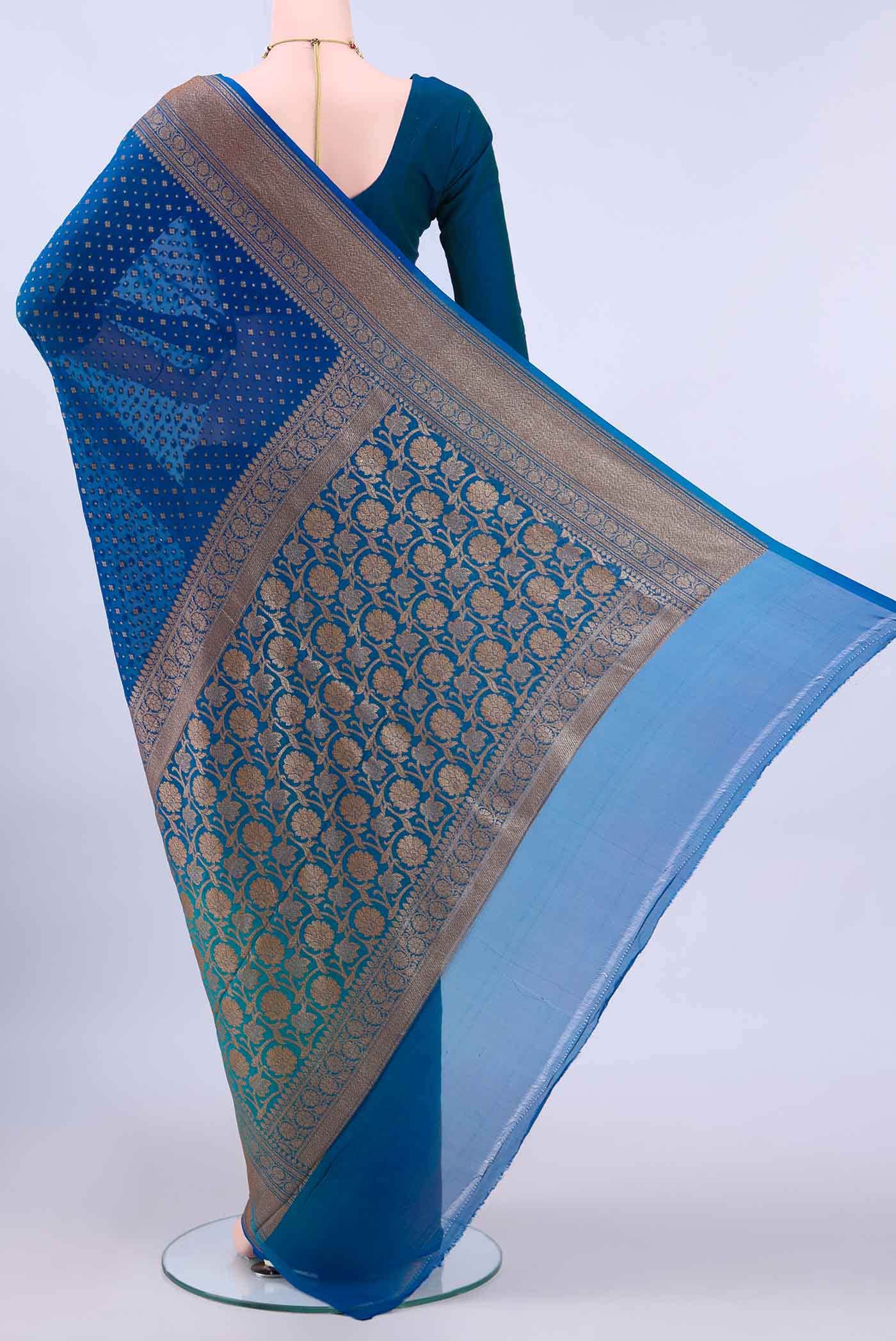 Royal Blue Banarasi Georgette Saree