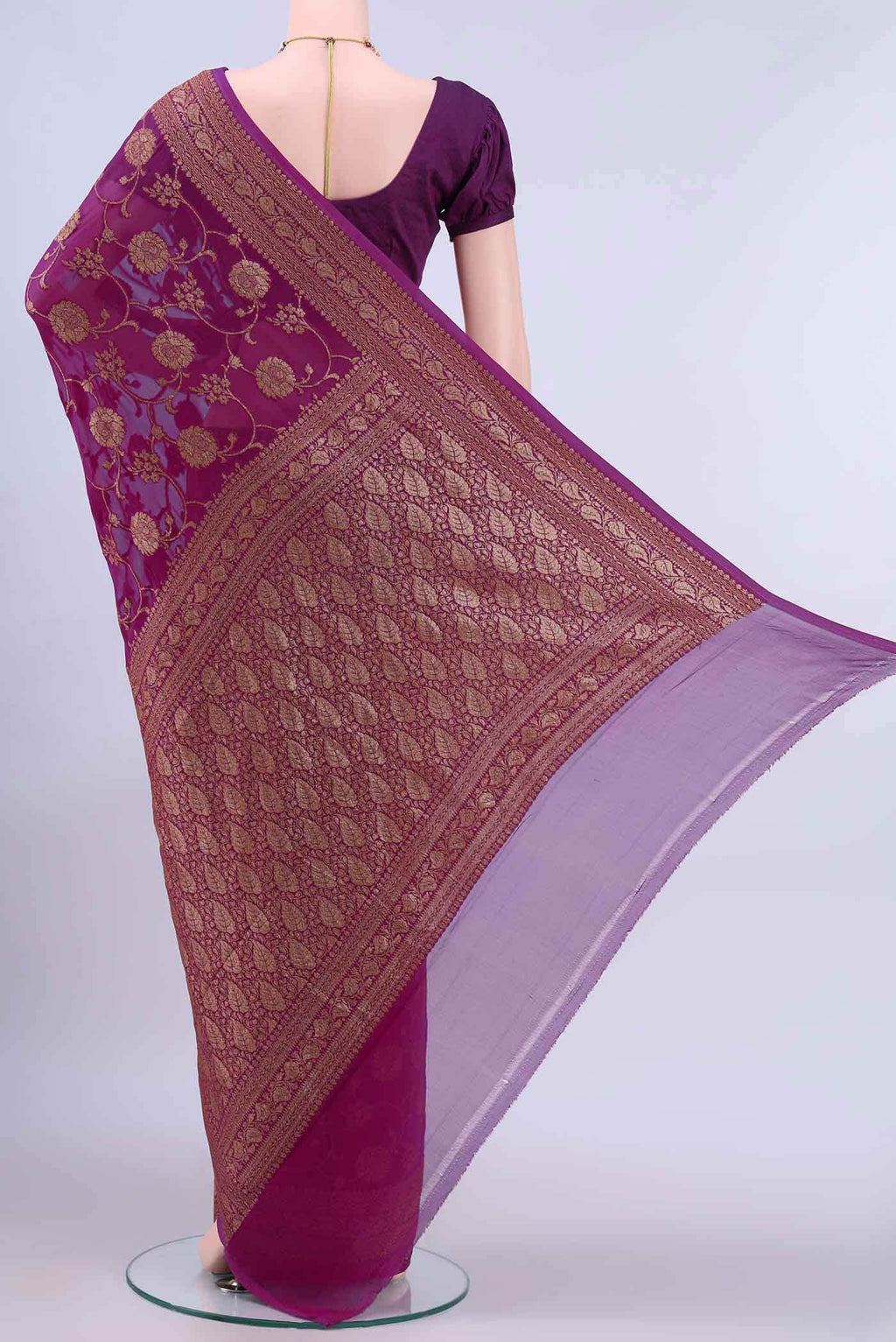 Magenta Banarasi Georgette Saree