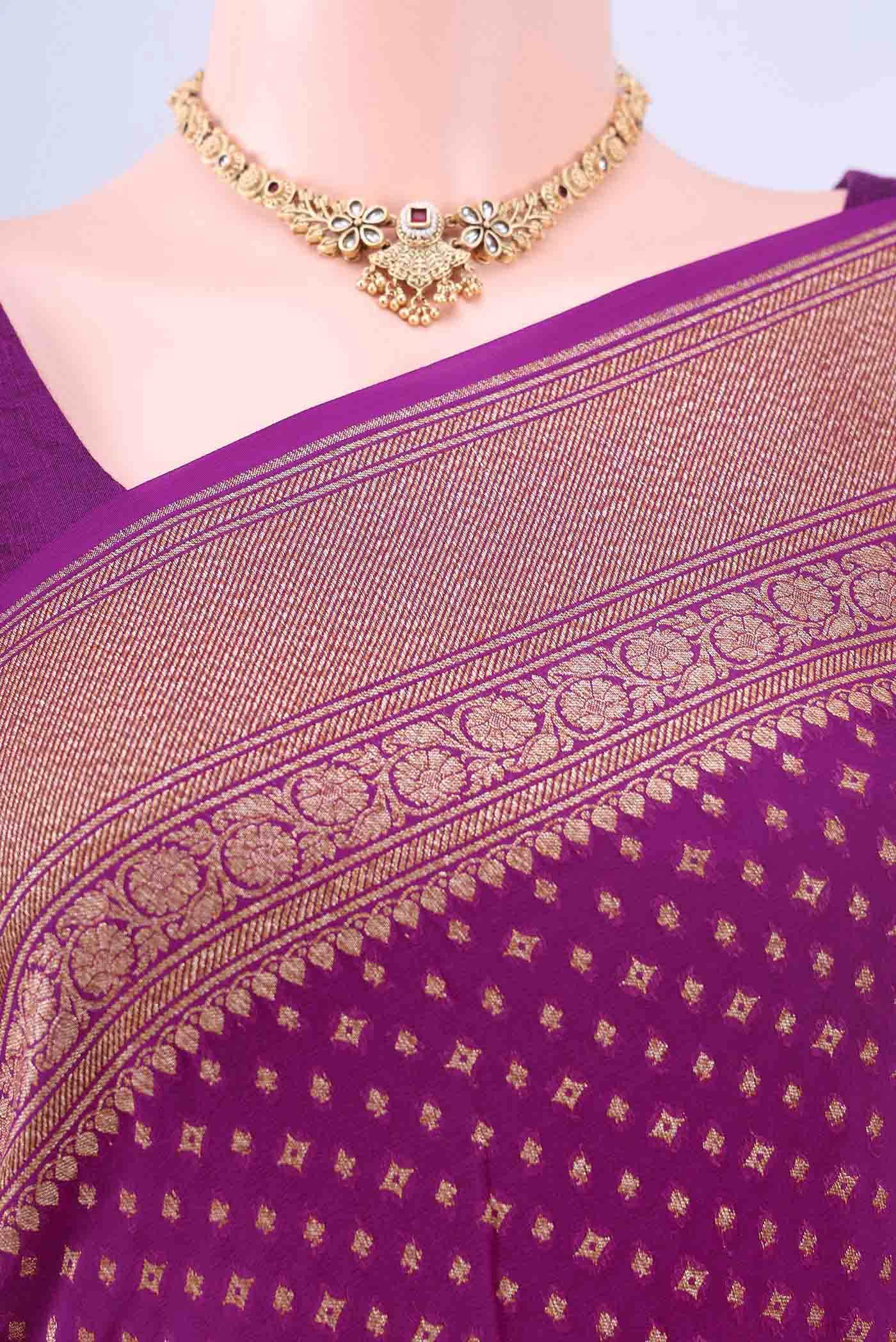 Magenta Banarasi Georgette Saree