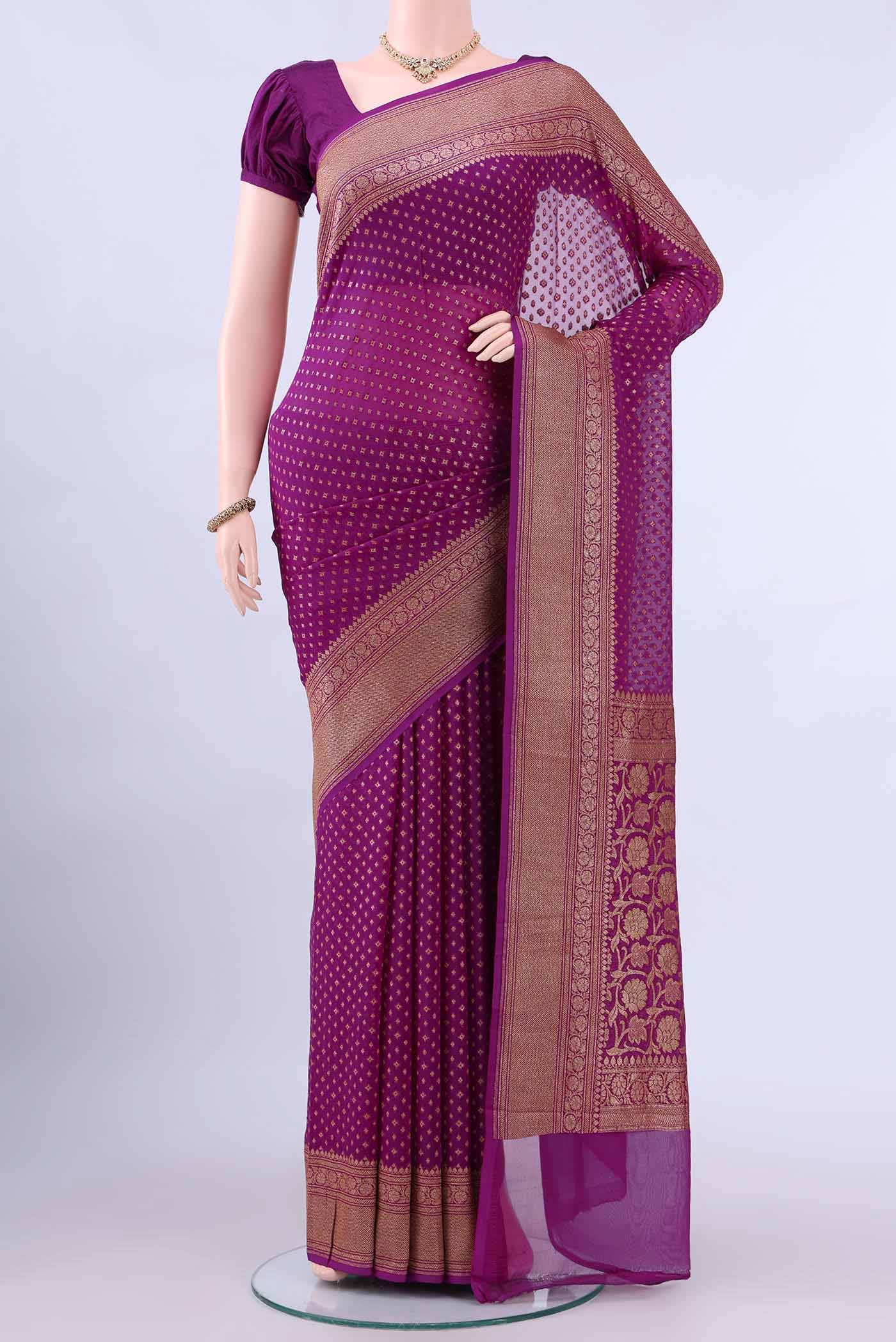Magenta Banarasi Georgette Saree