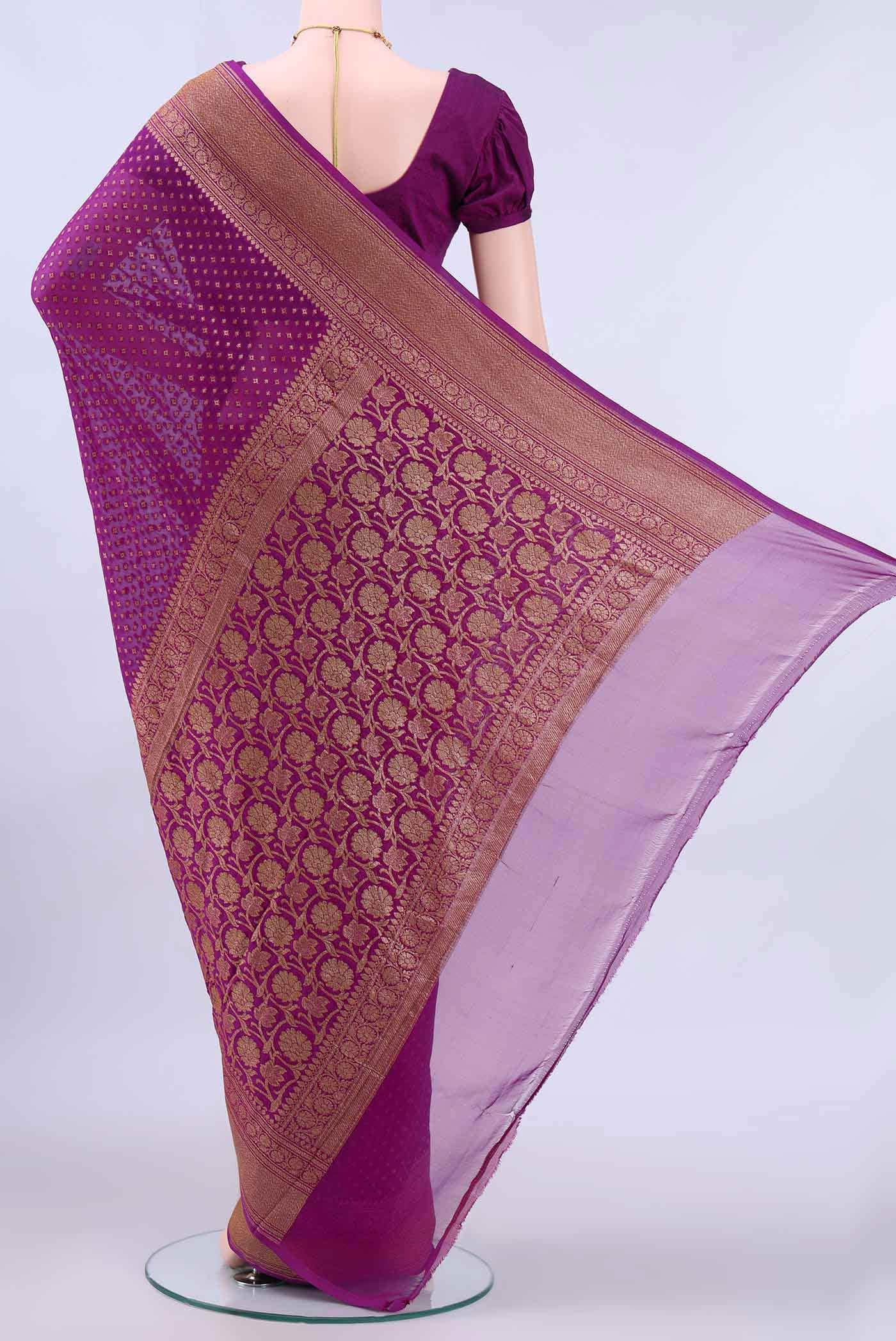 Magenta Banarasi Georgette Saree