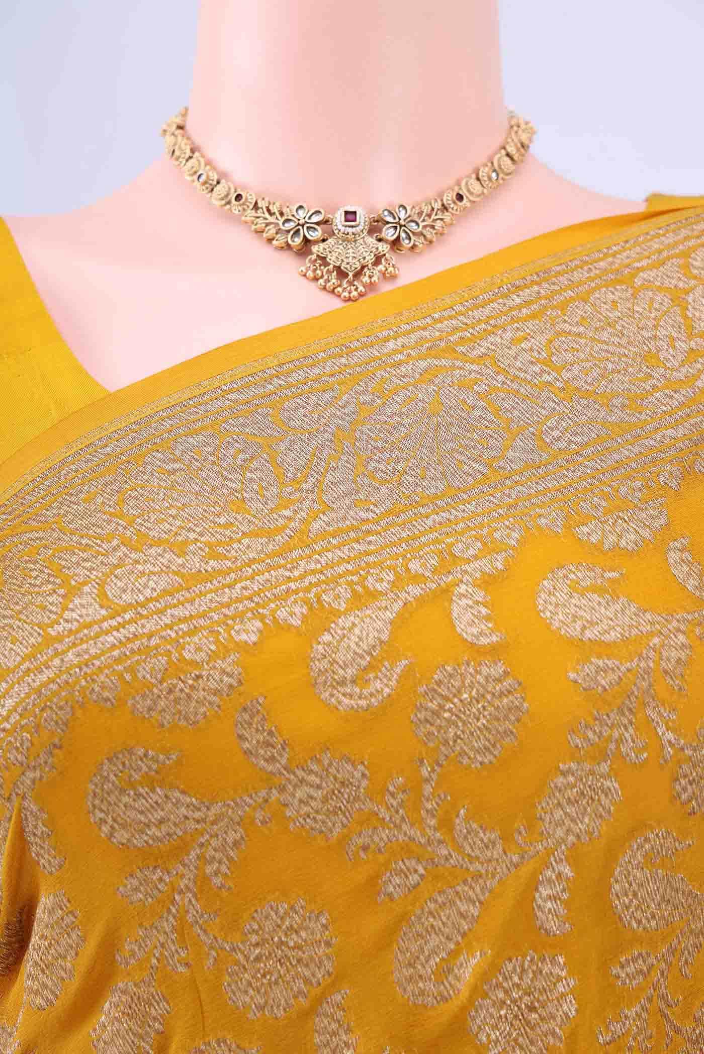 Mustard Banarasi Georgette Saree