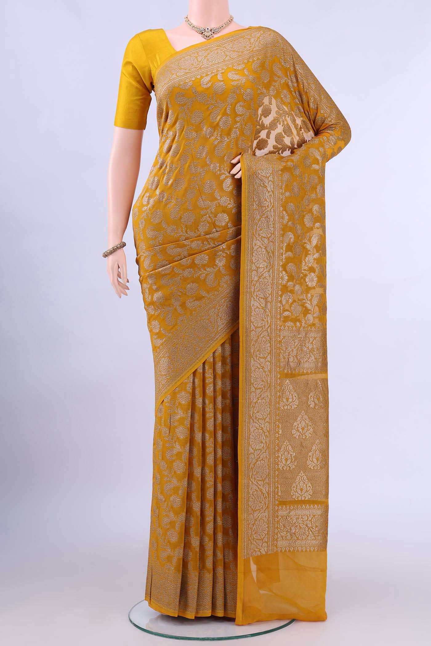 Mustard Banarasi Georgette Saree