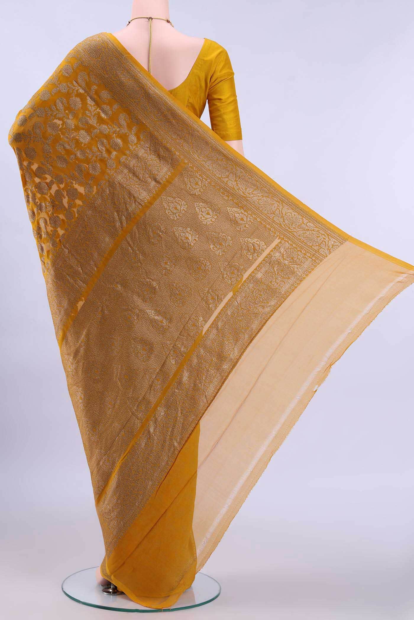 Mustard Banarasi Georgette Saree