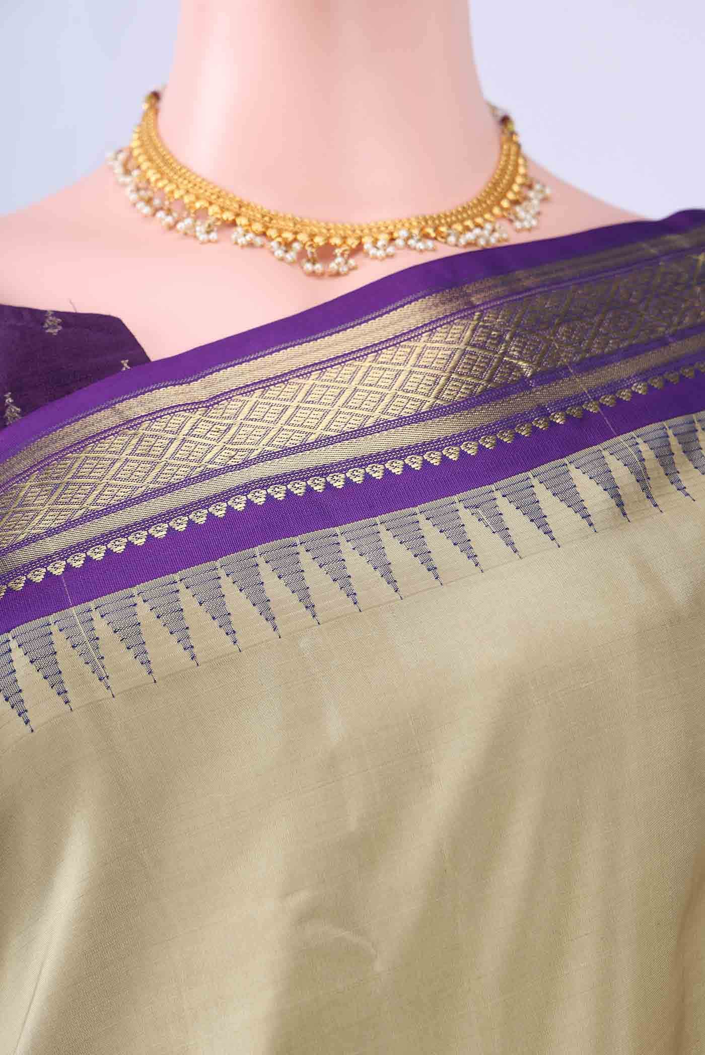 Dark Beige Nangavalli Silk [ Salem ] Saree