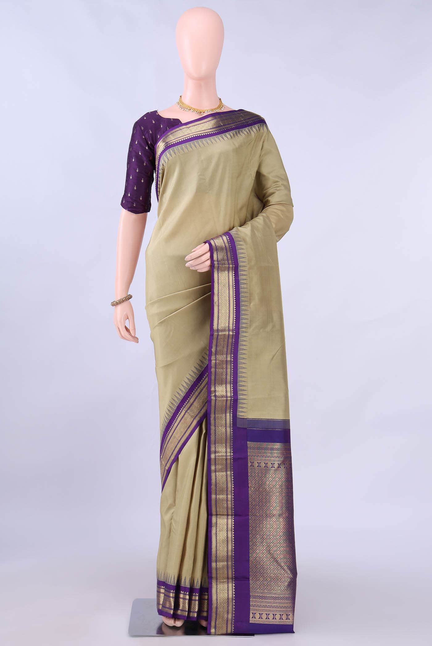 Dark Beige Nangavalli Silk [ Salem ] Saree