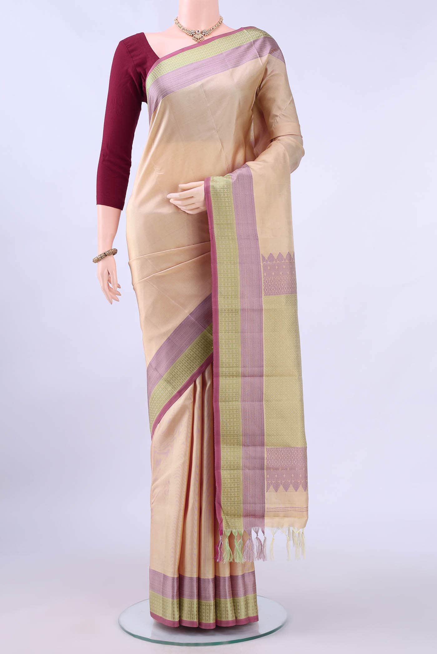 Peach Nangavalli Silk [ Salem ] Saree