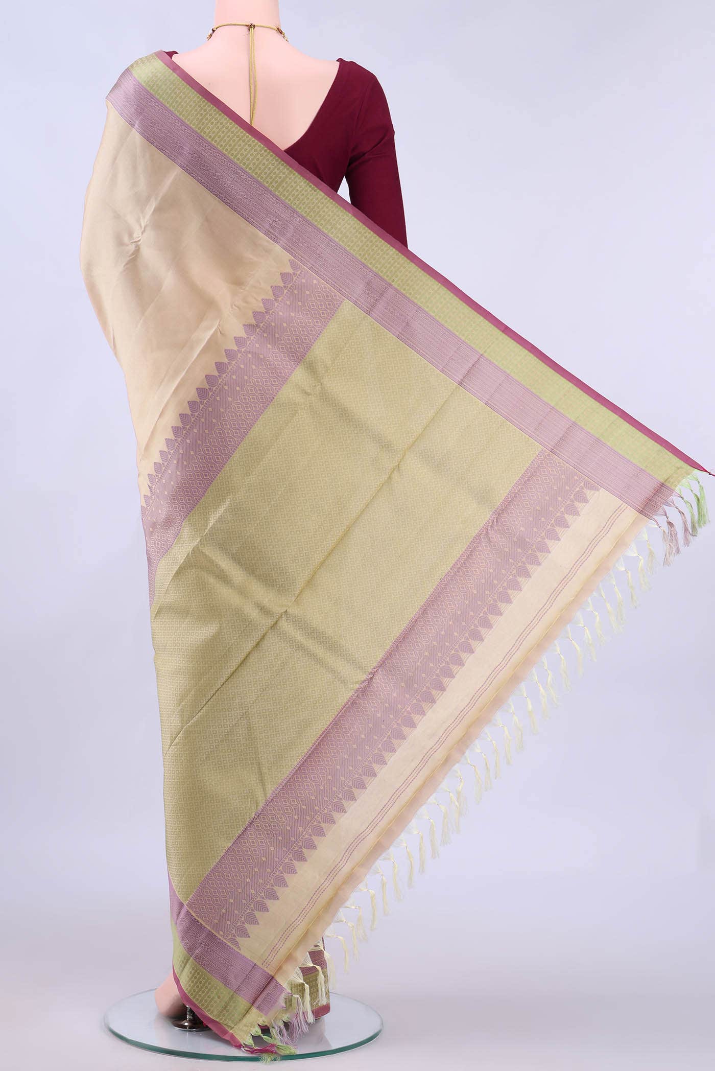 Peach Nangavalli Silk [ Salem ] Saree