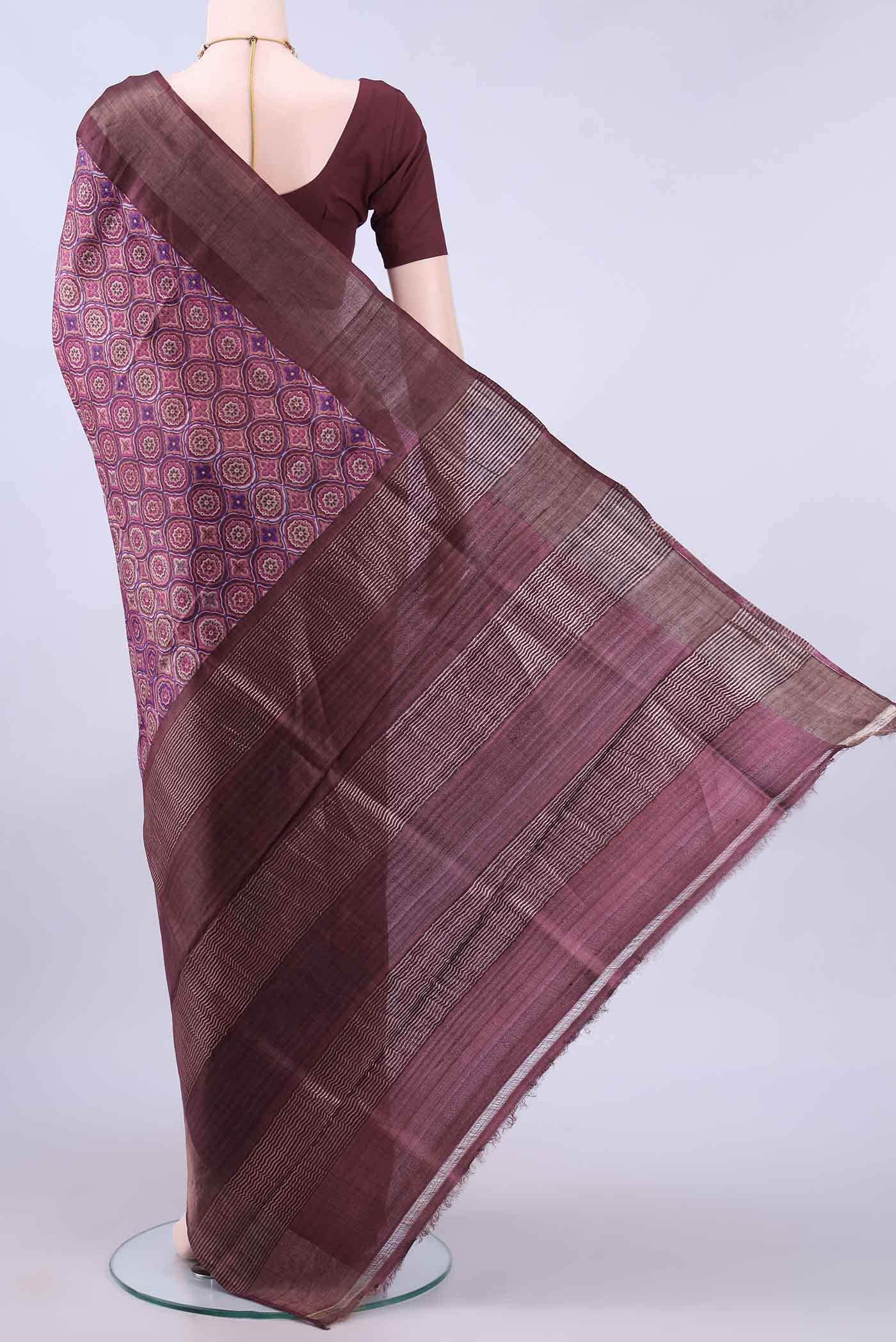 Rani Pink Tussar Silk Saree