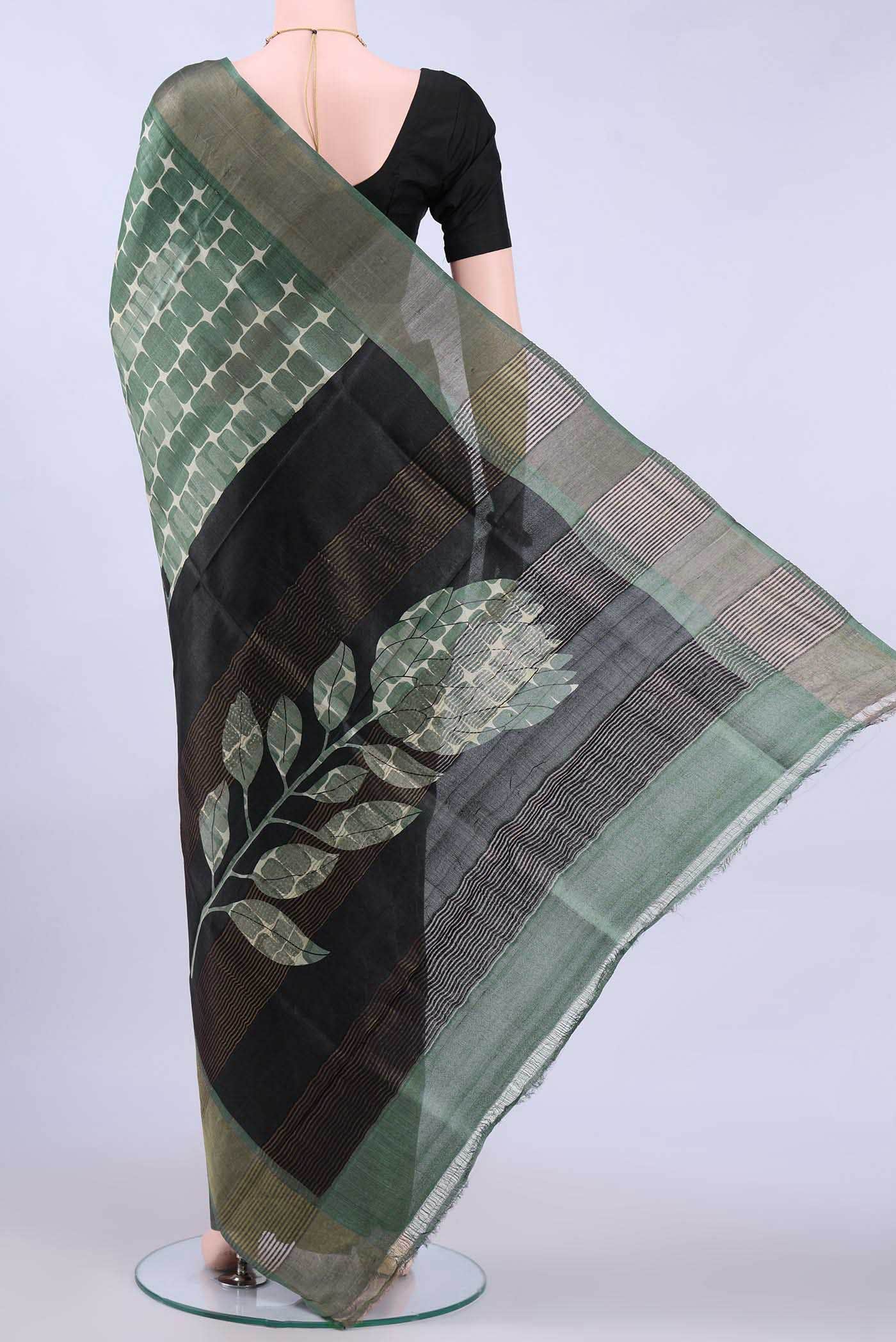 Beige Tussar Silk Saree