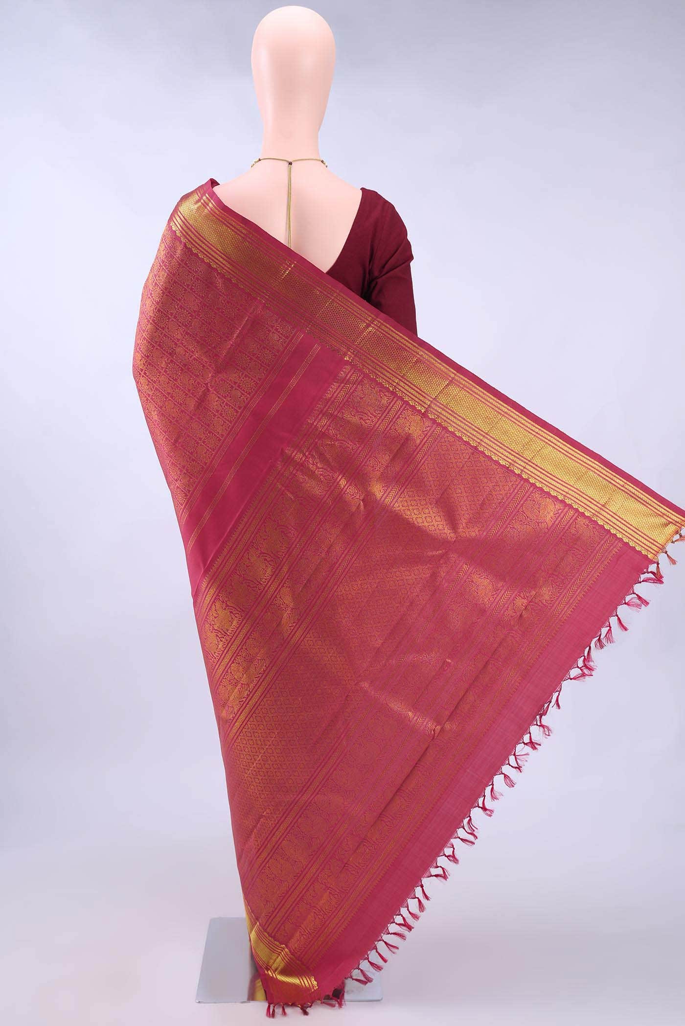 Pure Silk Pure Zari Maroon Kanchipuram Saree