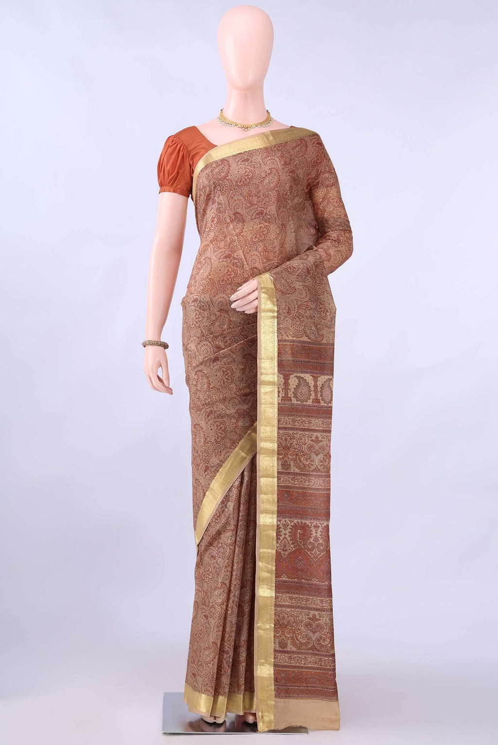 Coral Printed Silk Saree