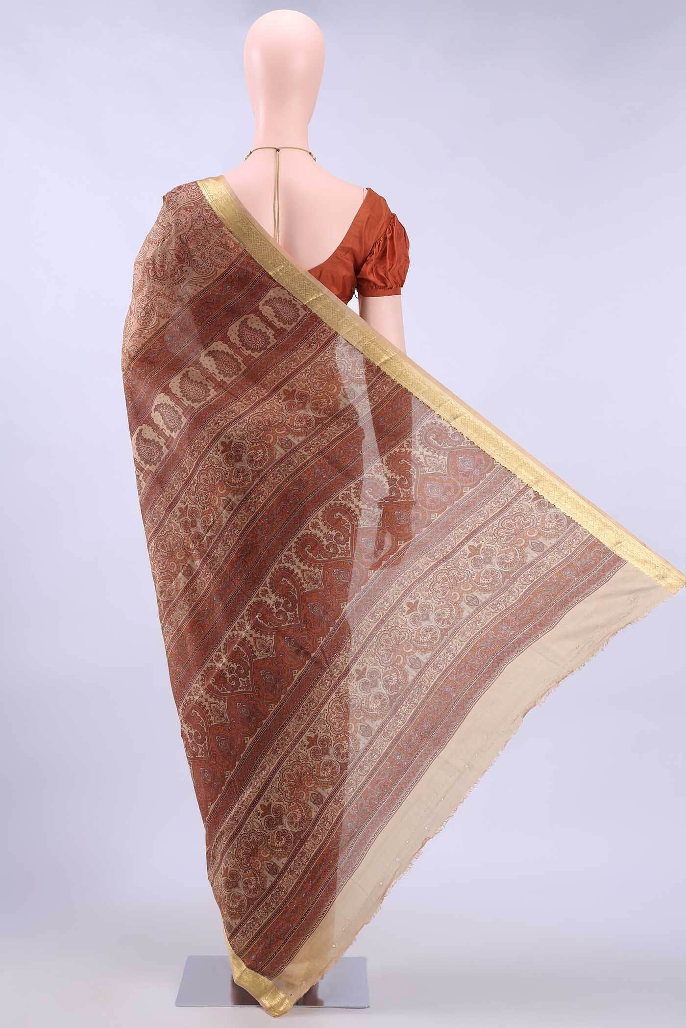 Coral Printed Silk Saree