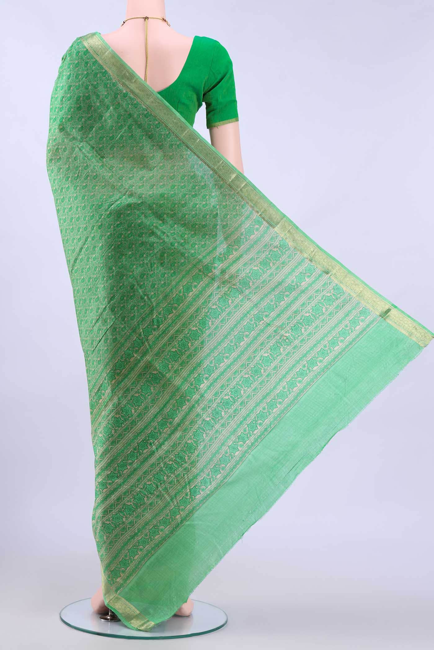 Mint Green Printed Silk Saree