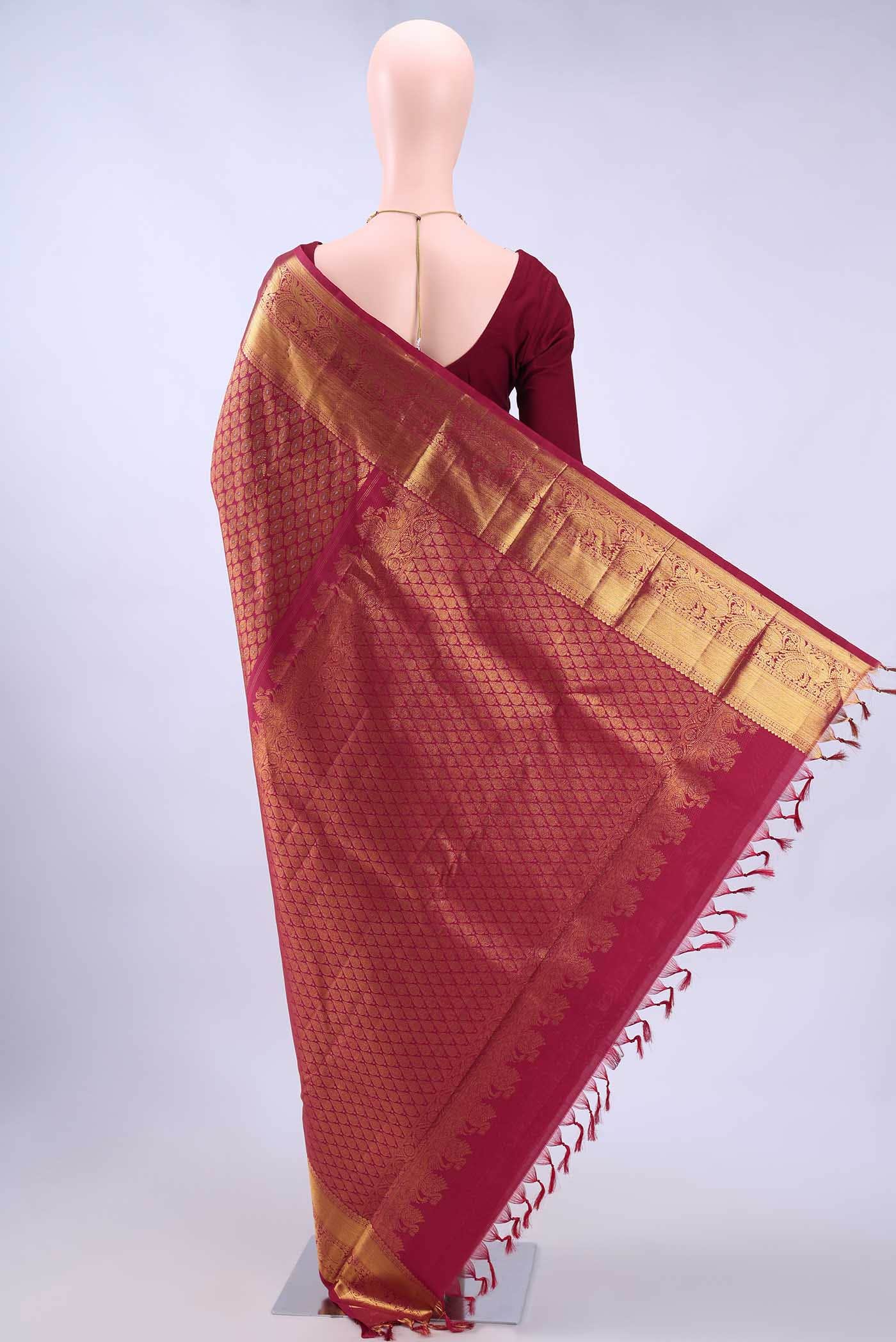 Pure Silk Pure Zari Maroon Kanchipuram Saree