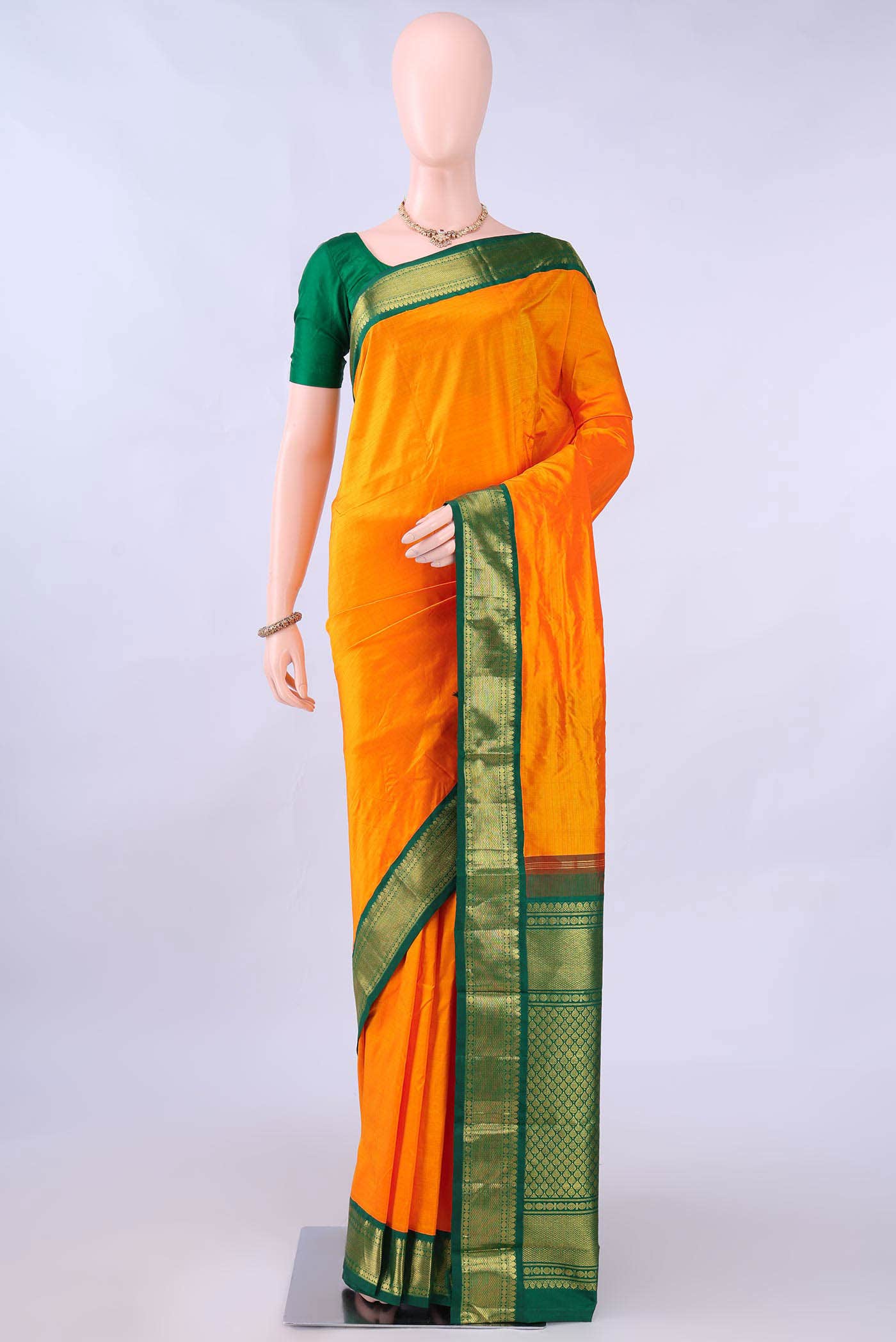 Pure Silk Pure Zari Green Kanchipuram Saree