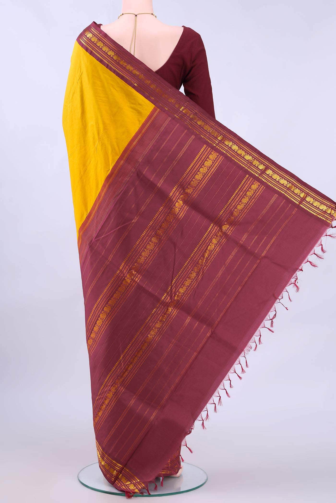 Pure Silk Pure Zari Mustard Kanchipuram Saree