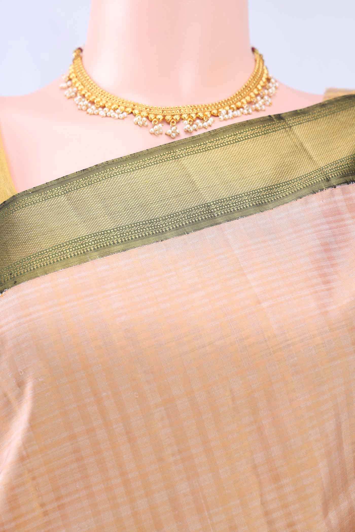 Pure Silk Pure Zari Beige Kanchipuram Saree