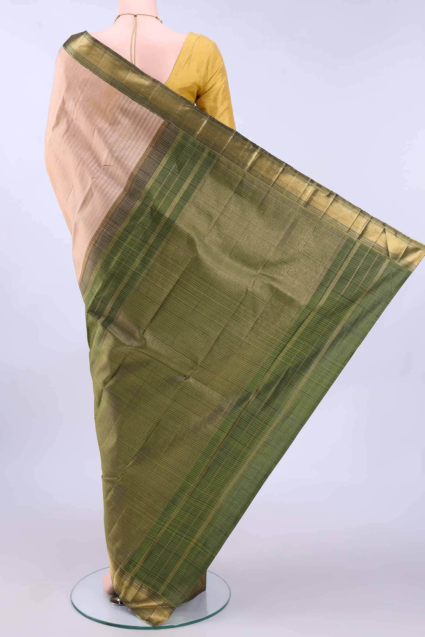 Pure Silk Pure Zari Beige Kanchipuram Saree