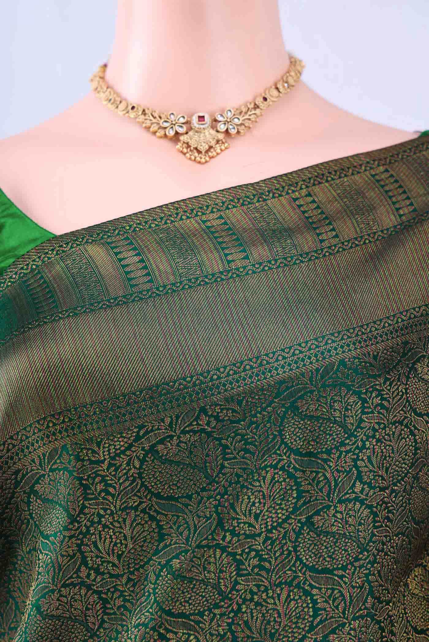 Bottle Green Kanchipuram Saree