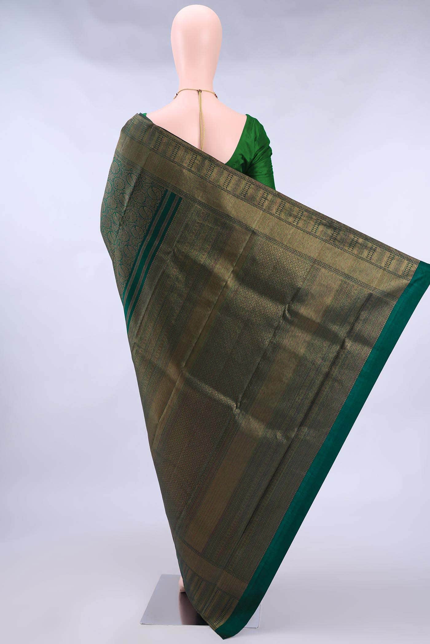 Bottle Green Kanchipuram Saree
