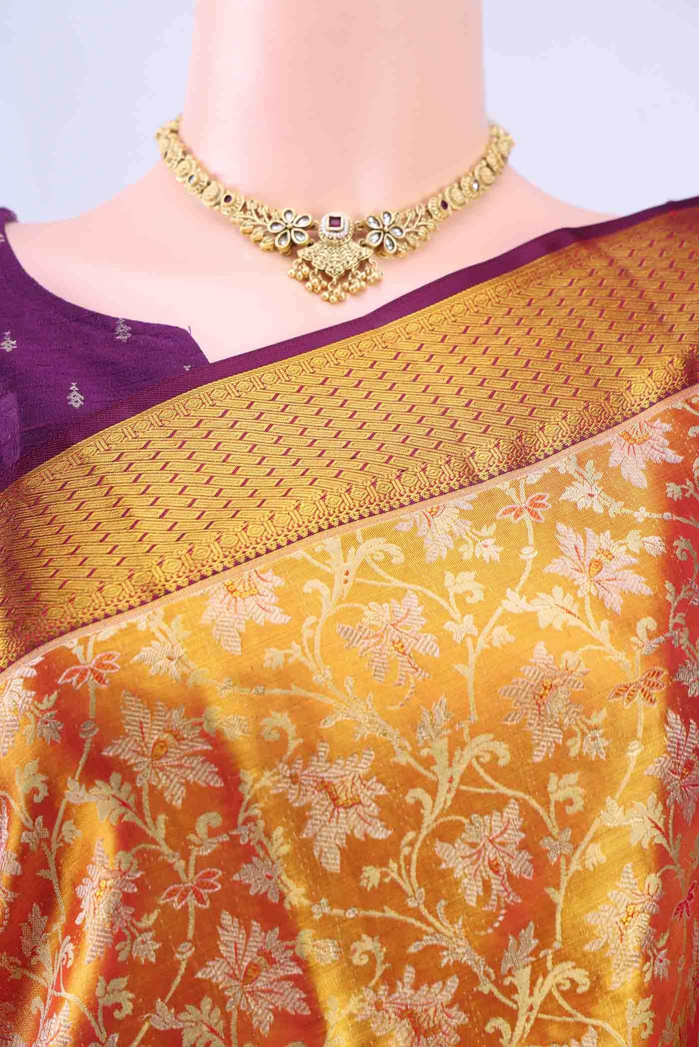 Cinnamon Kanchipuram Silk Saree
