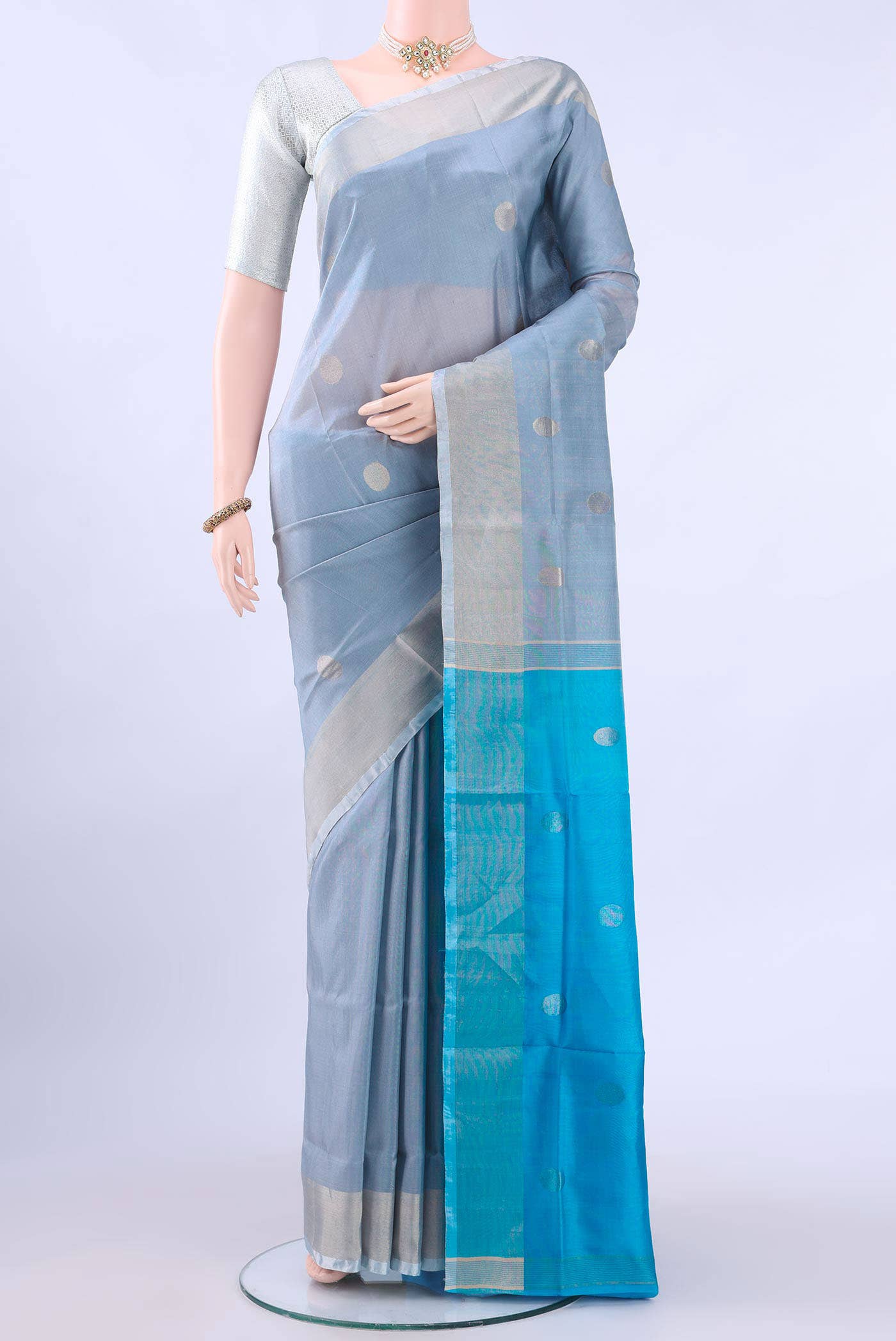 Grey Uppada Silk Saree