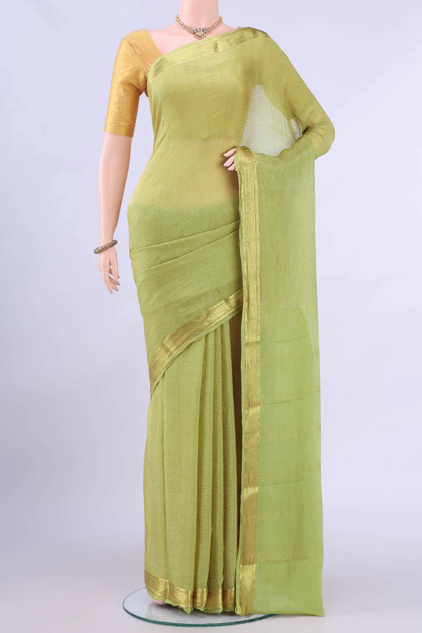 Acid Green Mysore Georgette Saree