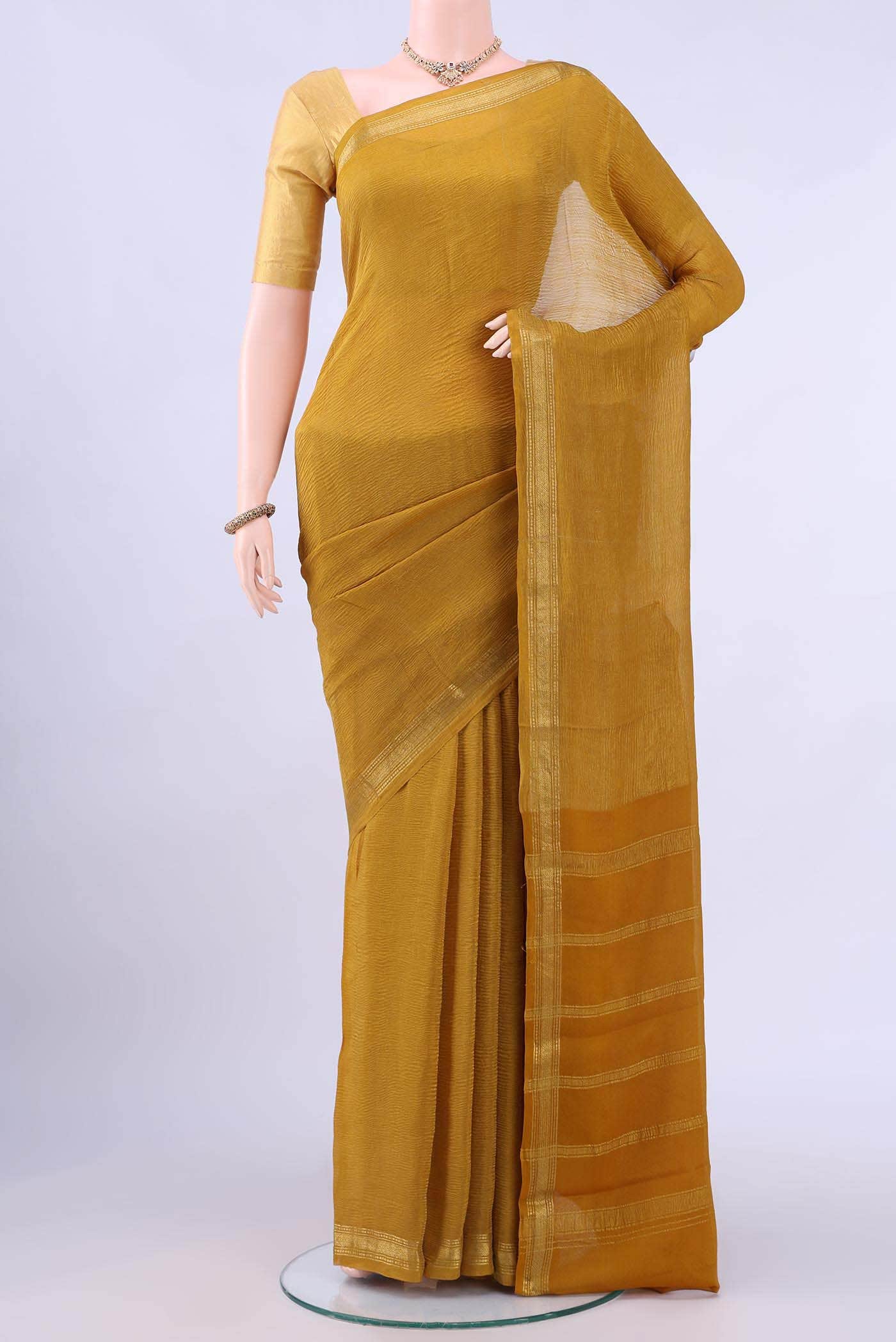 Mustard Mysore Georgette Saree