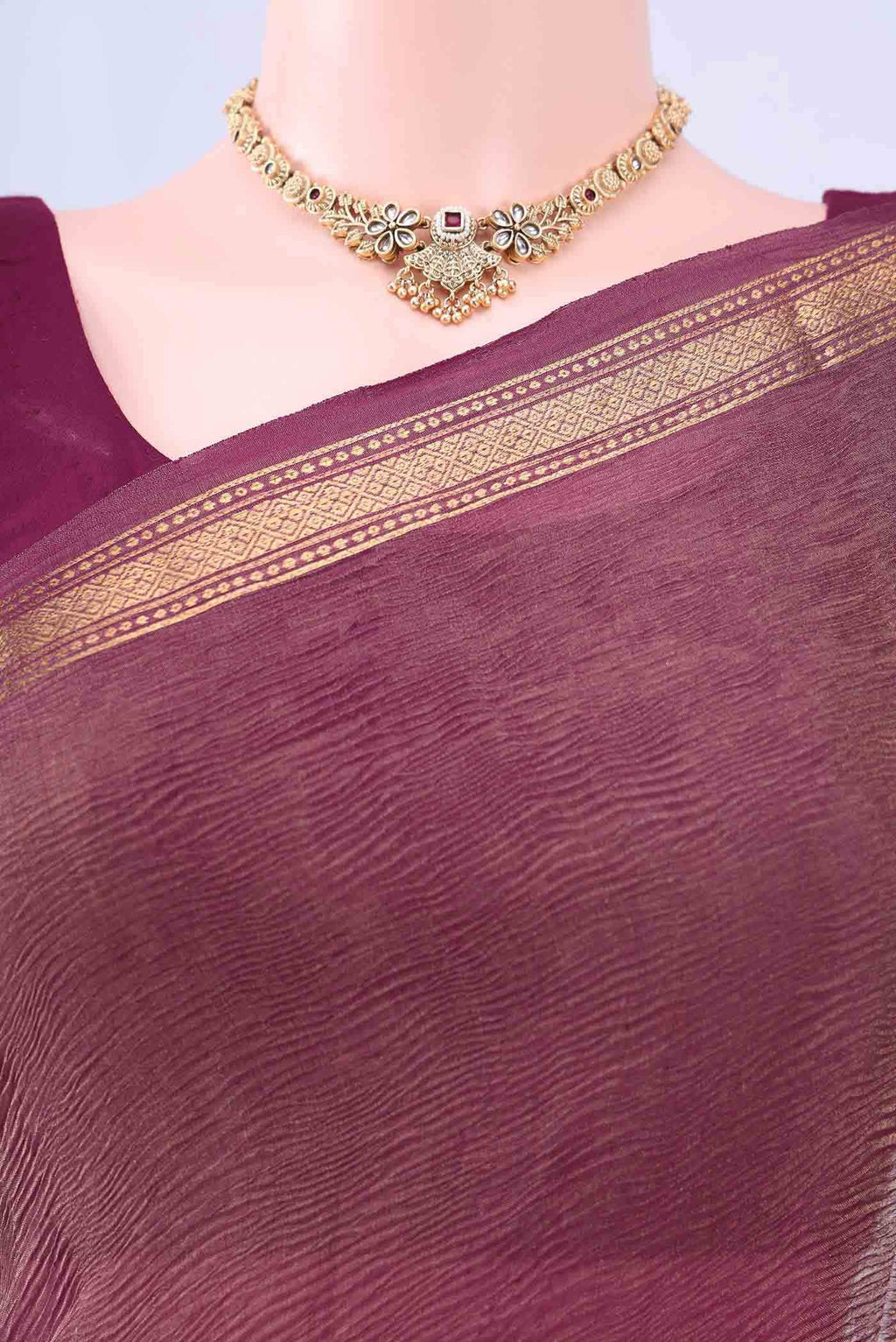 Magenta Mysore Georgette Saree