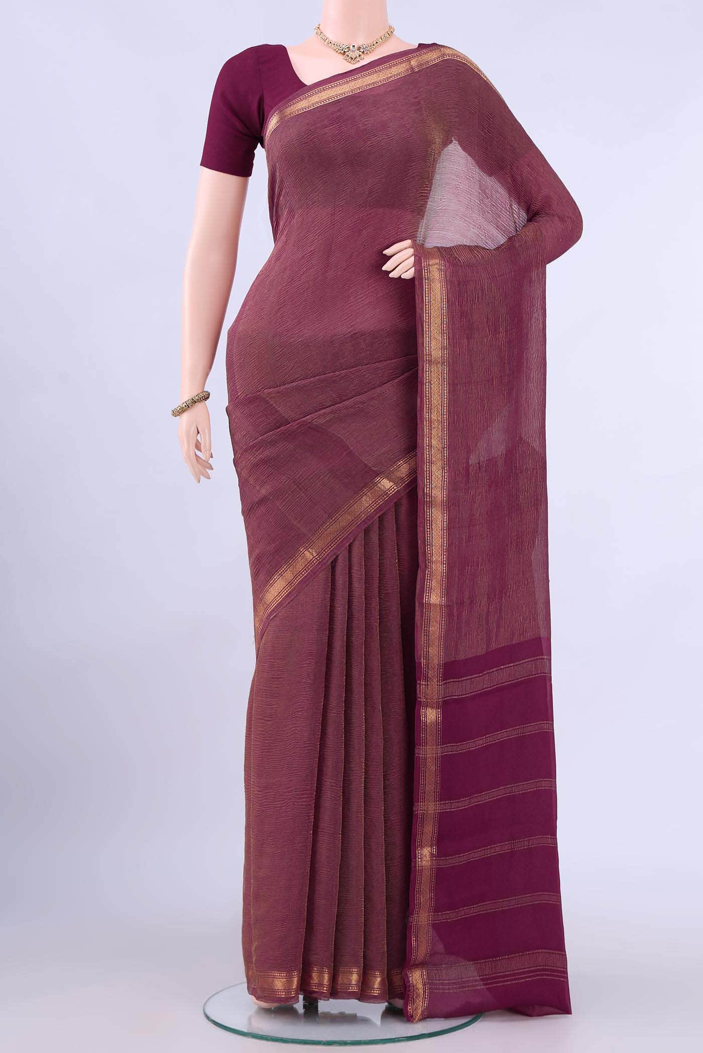 Magenta Mysore Georgette Saree