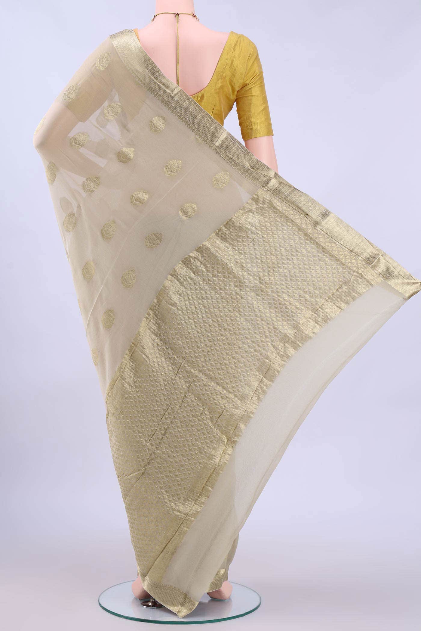 Beige Mysore Georgette Saree
