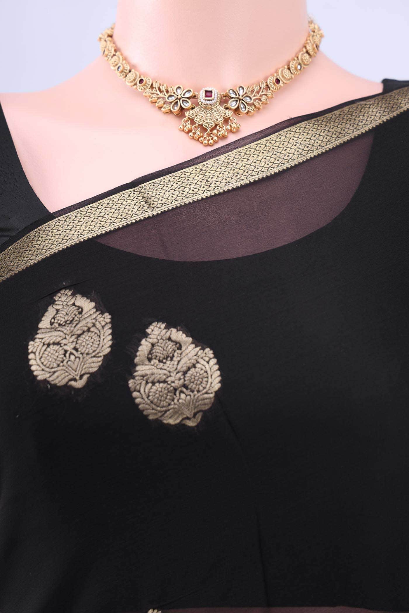 Black Mysore Georgette Saree