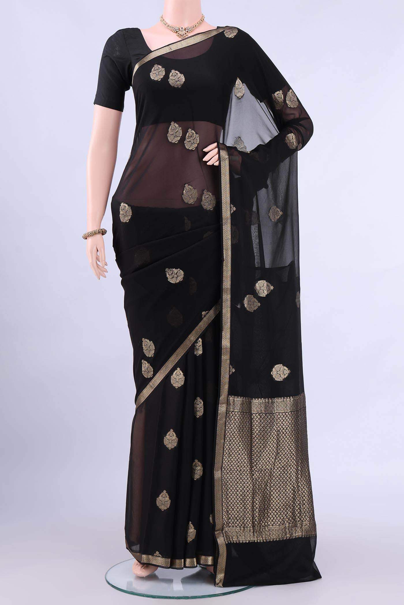 Black Mysore Georgette Saree